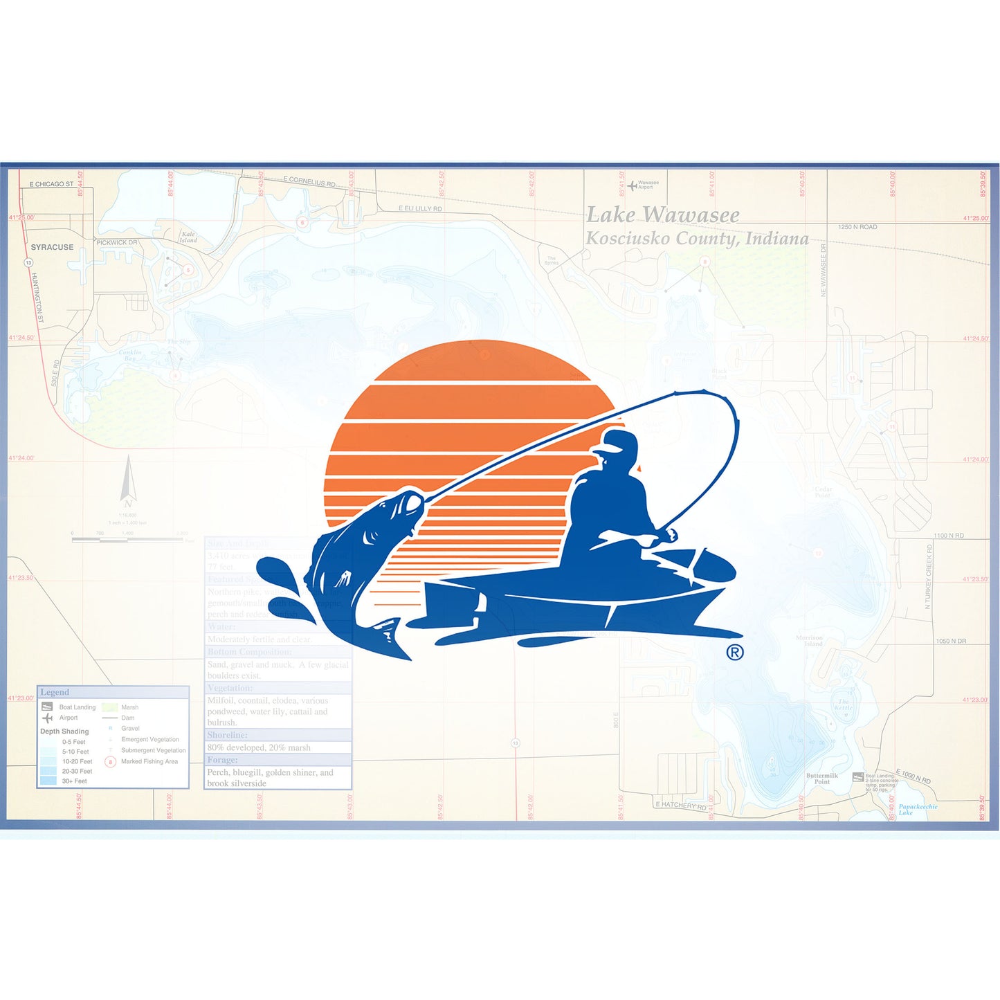 Lake Wawasee Fishing Map