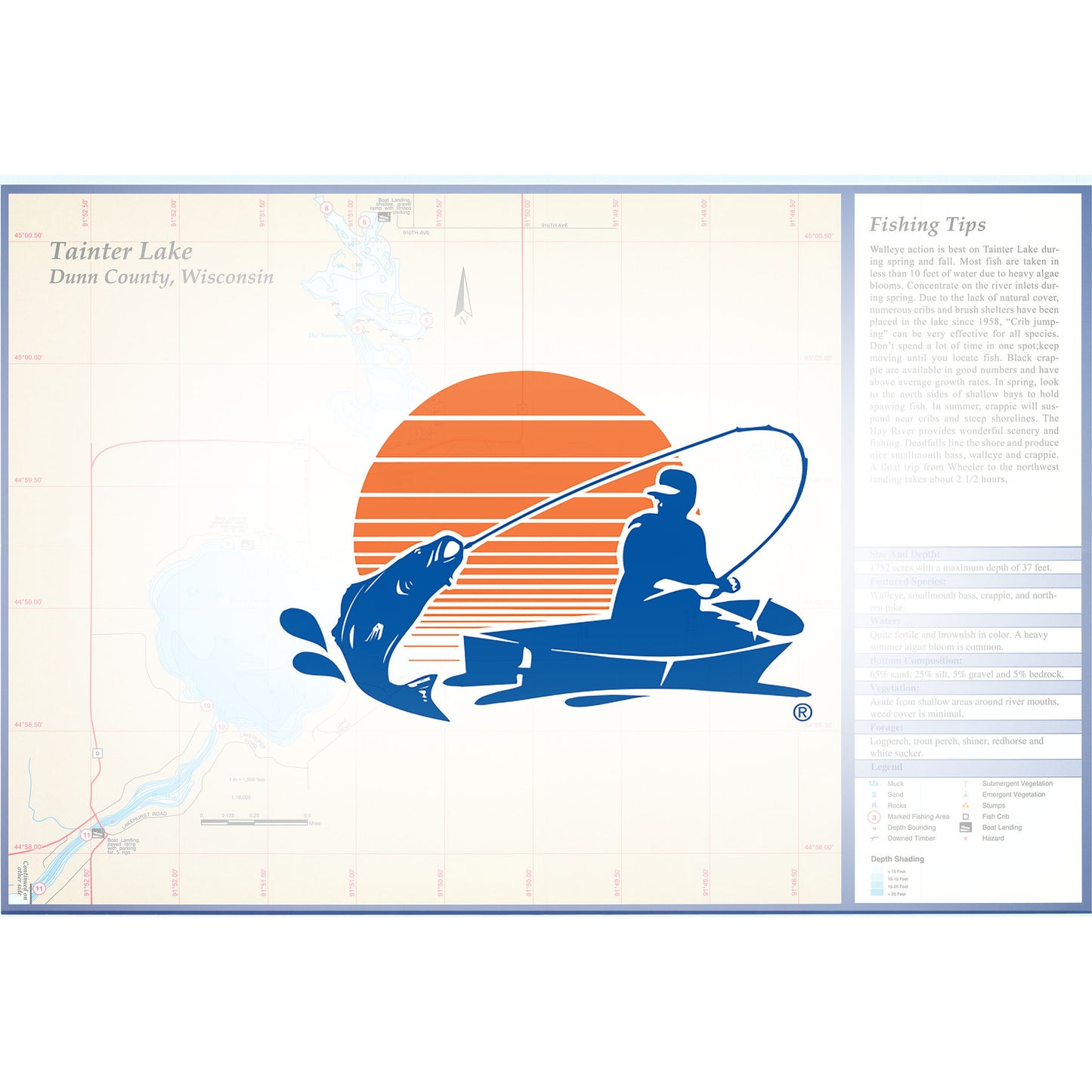 Tainter Lake (Dunn Co) Fishing Map
