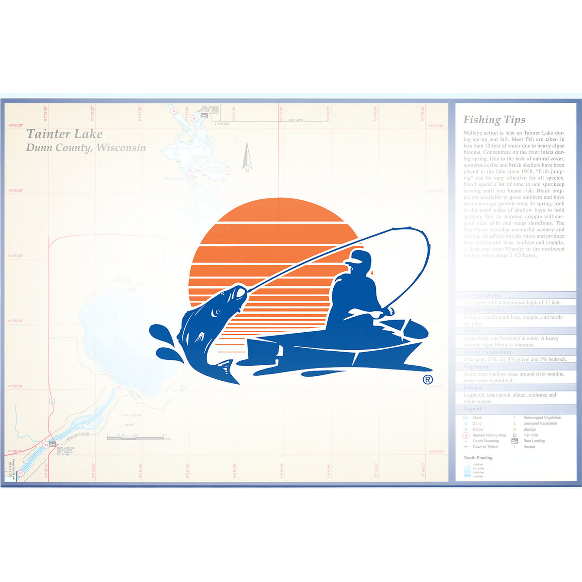 Tainter Lake (Dunn Co) Fishing Map