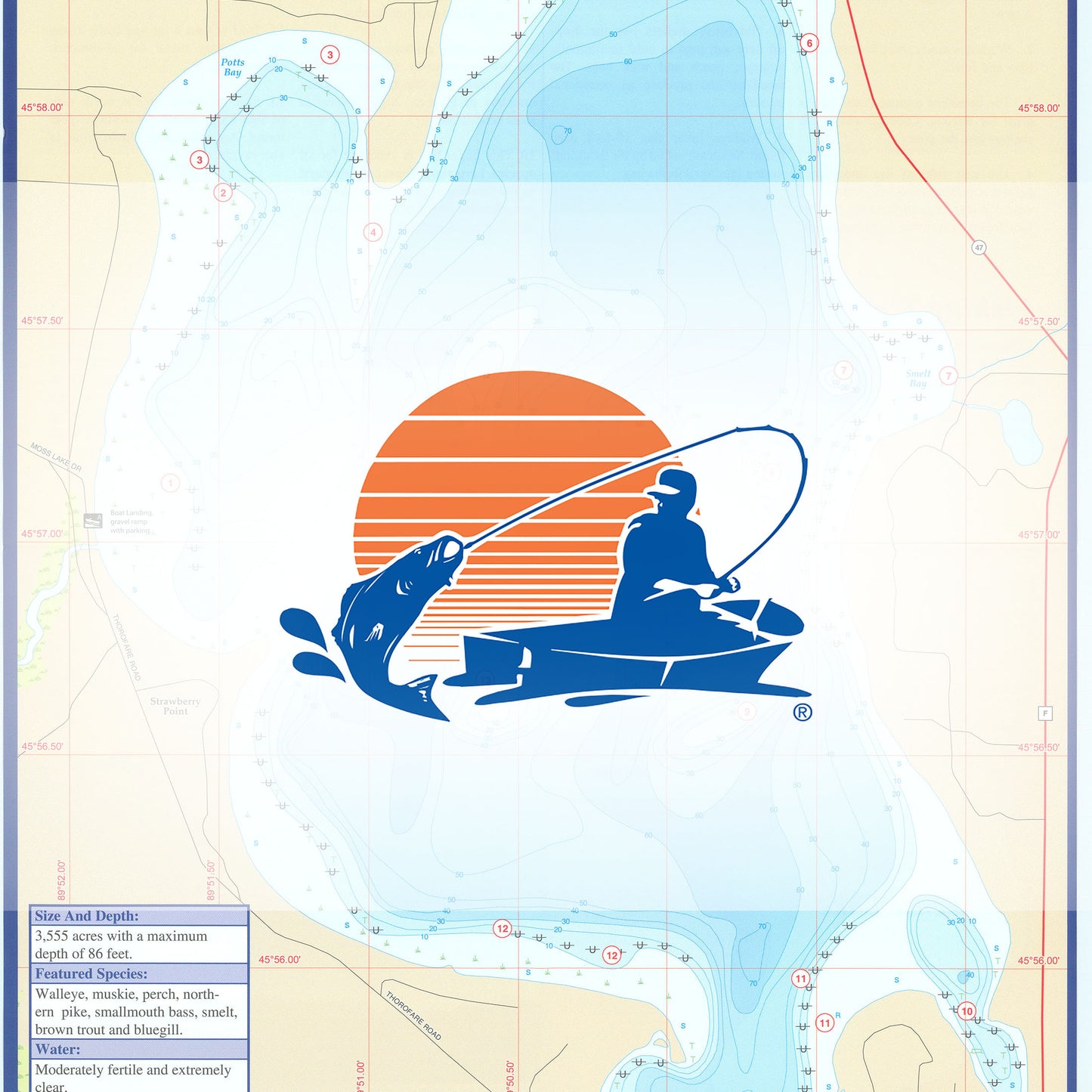 Fence Lake (Vilas Co) Fishing Map