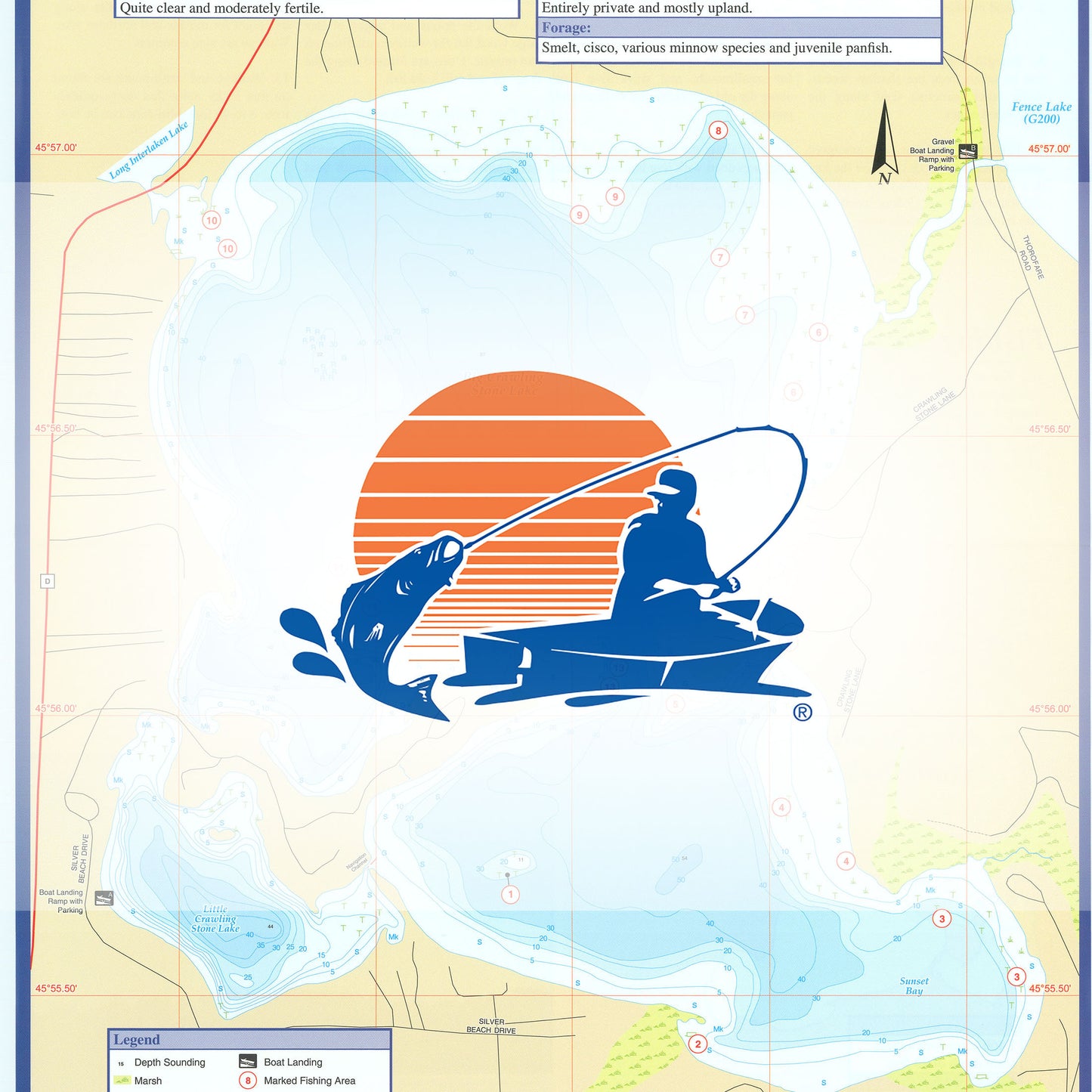 Big Crawling Stone Lake (Vilas Co) Fishing Map