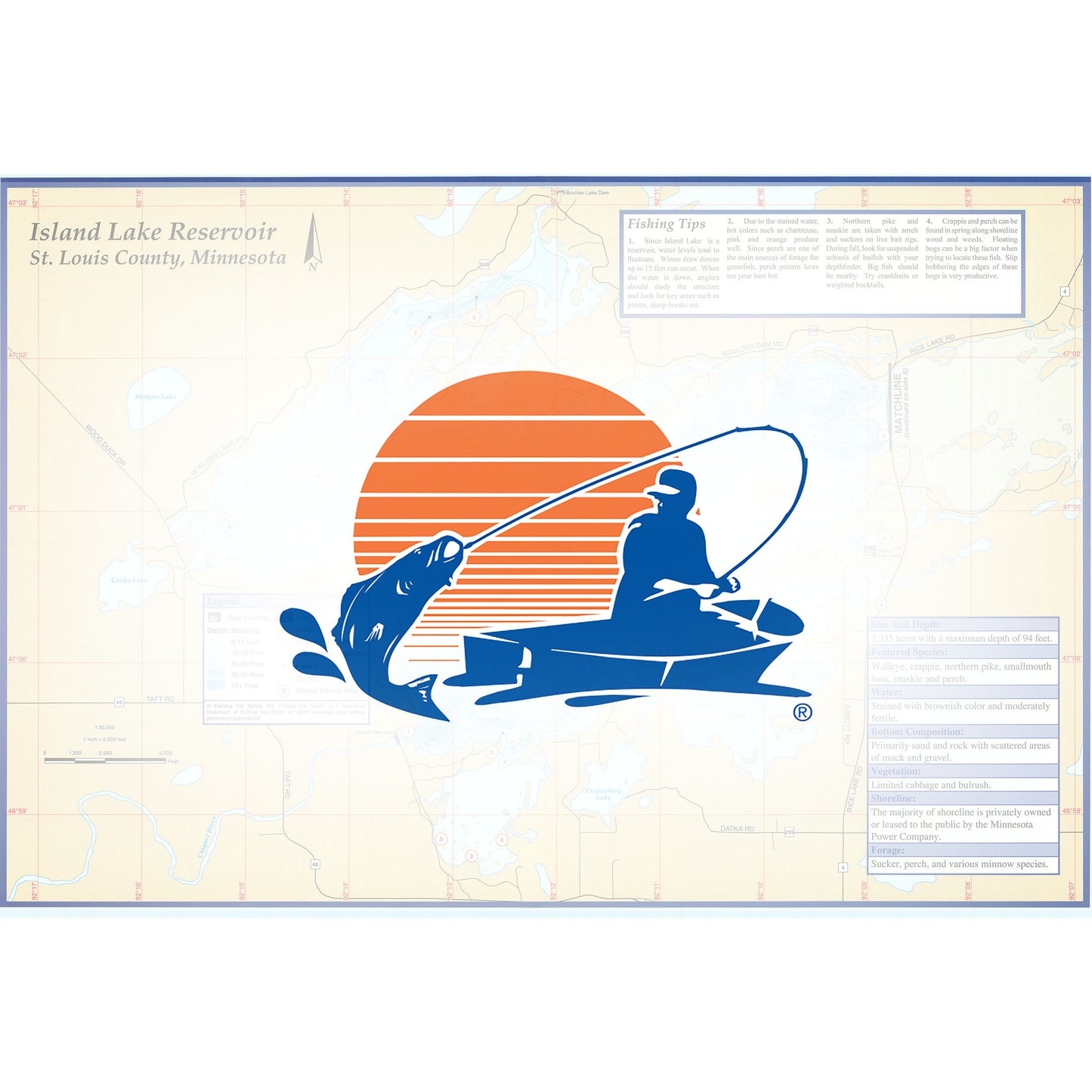 Island Reservoir East/West Fishing Map