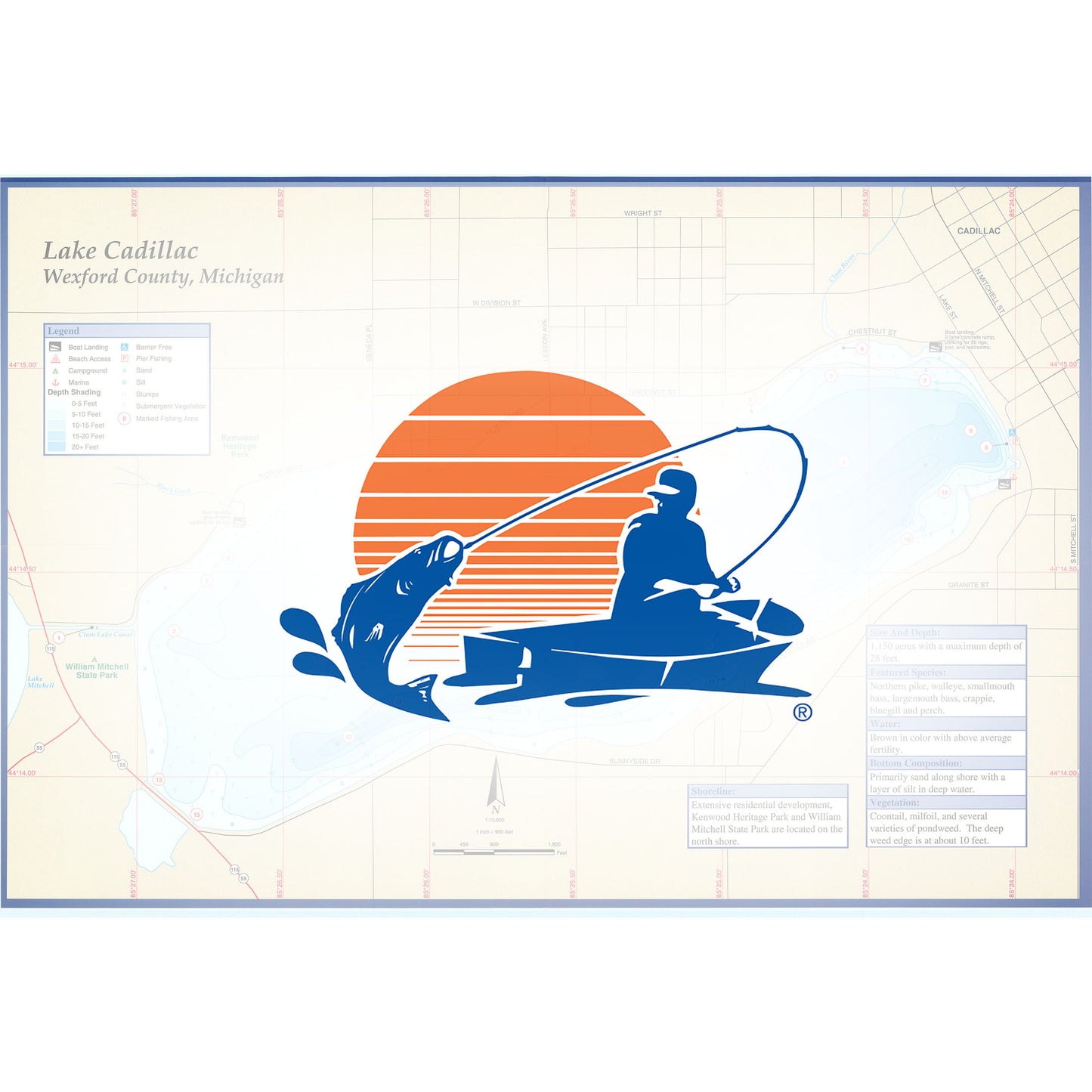 Lake Cadillac Fishing Map