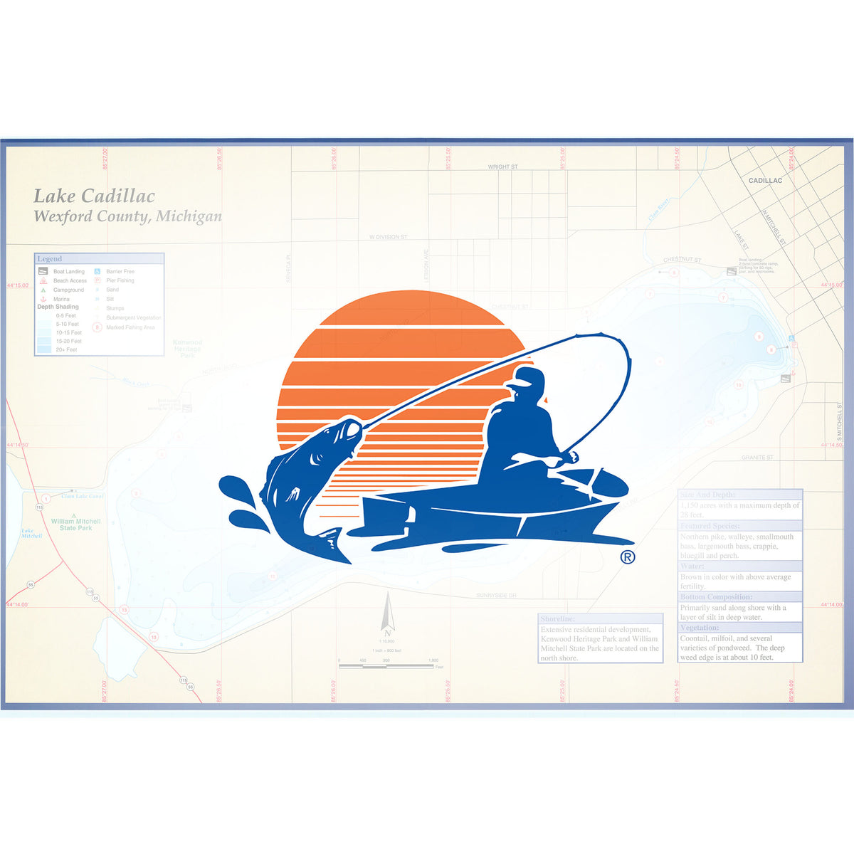Lake Cadillac Fishing Map