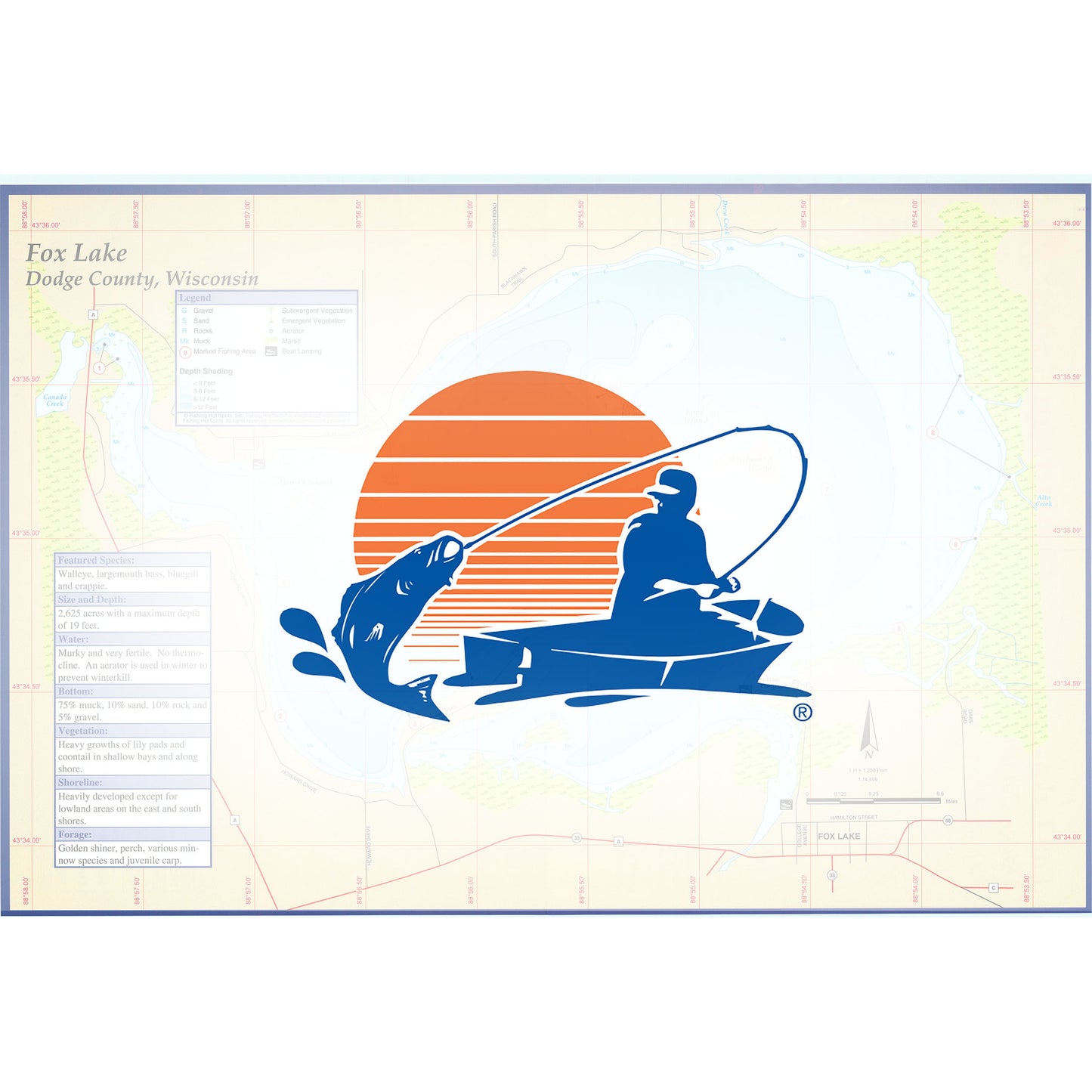 Fox Lake (Dodge Co) Fishing Map