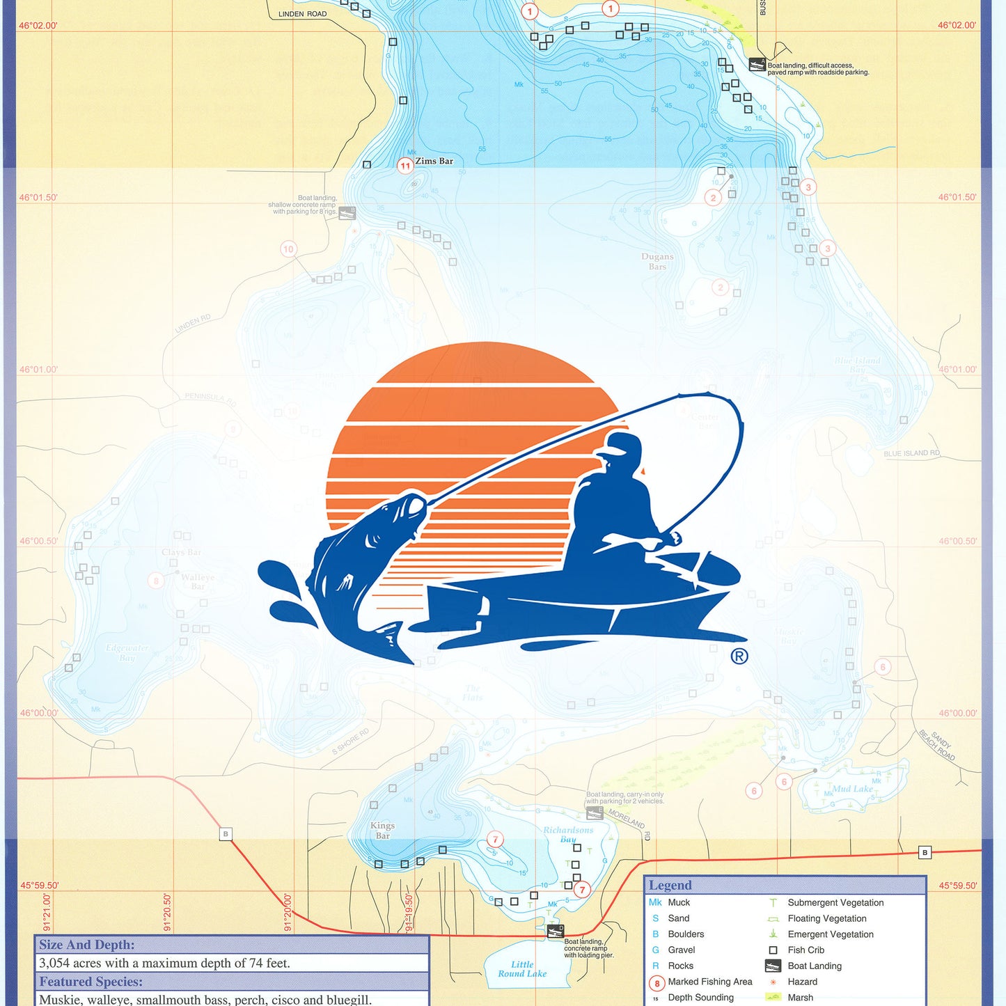 Round Lake (Sawyer Co) Fishing Map