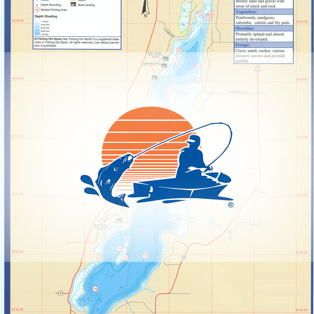 Big Cedar Lake (Washington Co) Fishing Map
