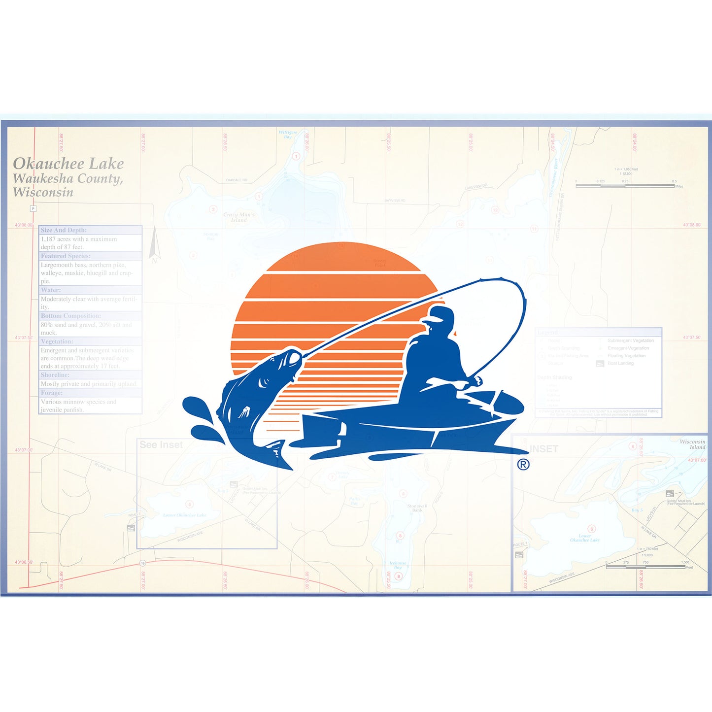 Okauchee Lake (Waukesha Co) Fishing Map