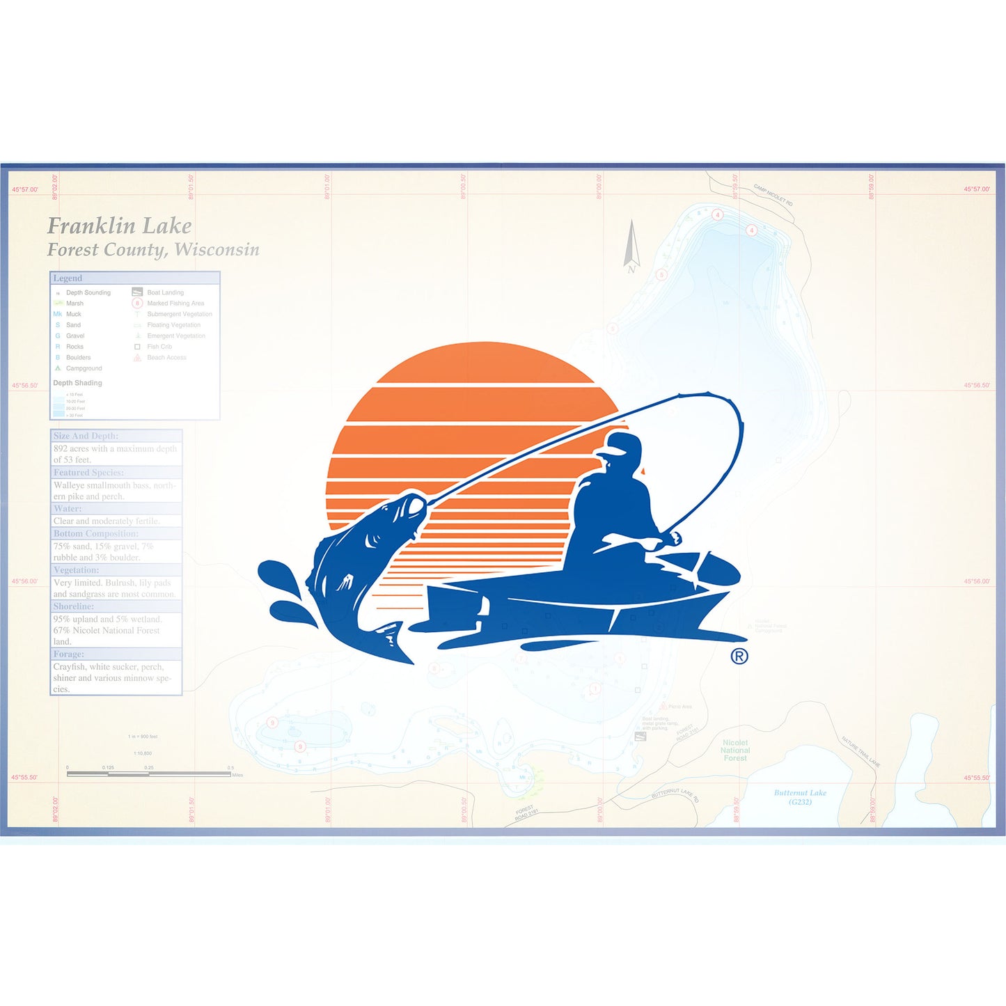 Franklin Lake (Forest Co) Fishing Map