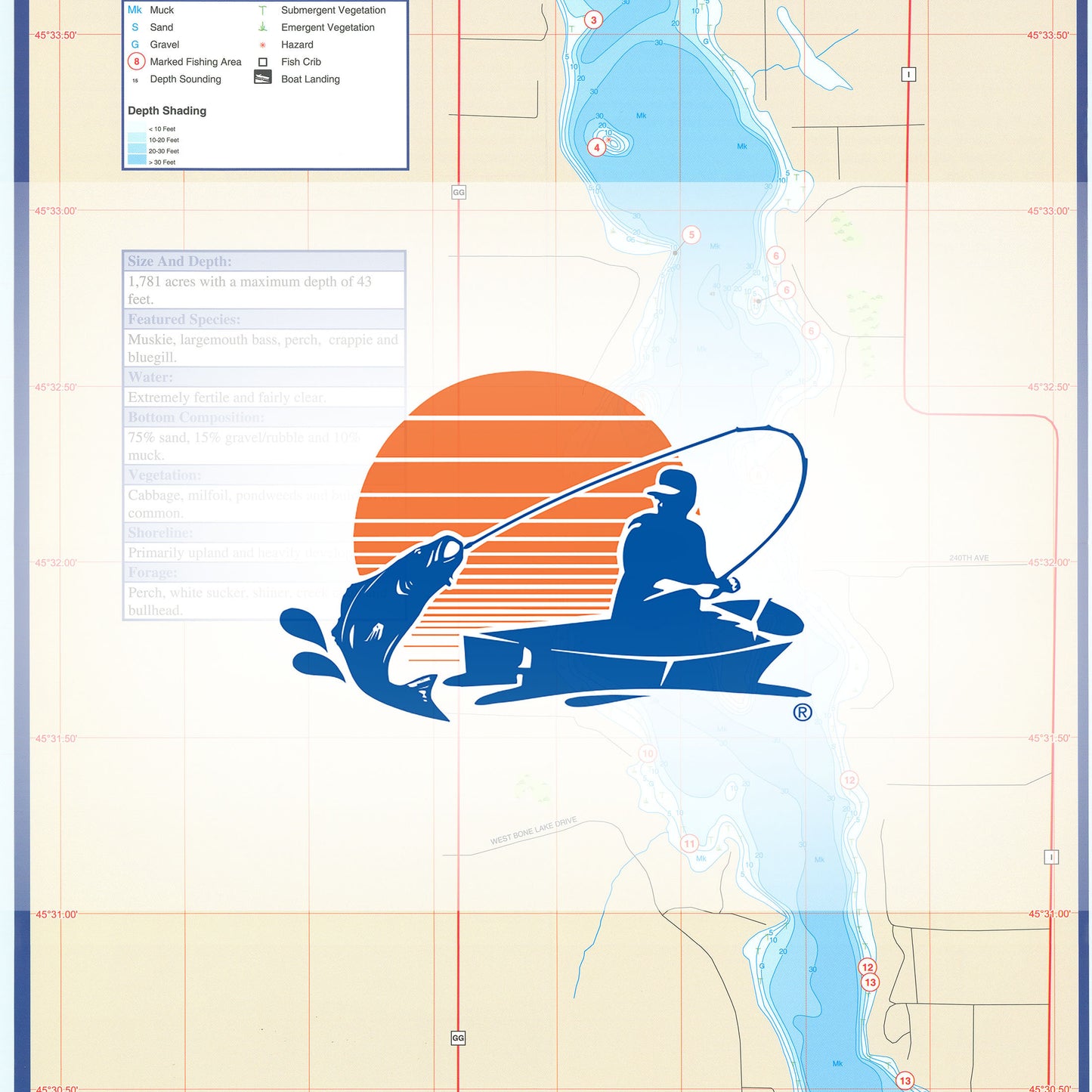 Bone Lake (Polk Co) Fishing Map