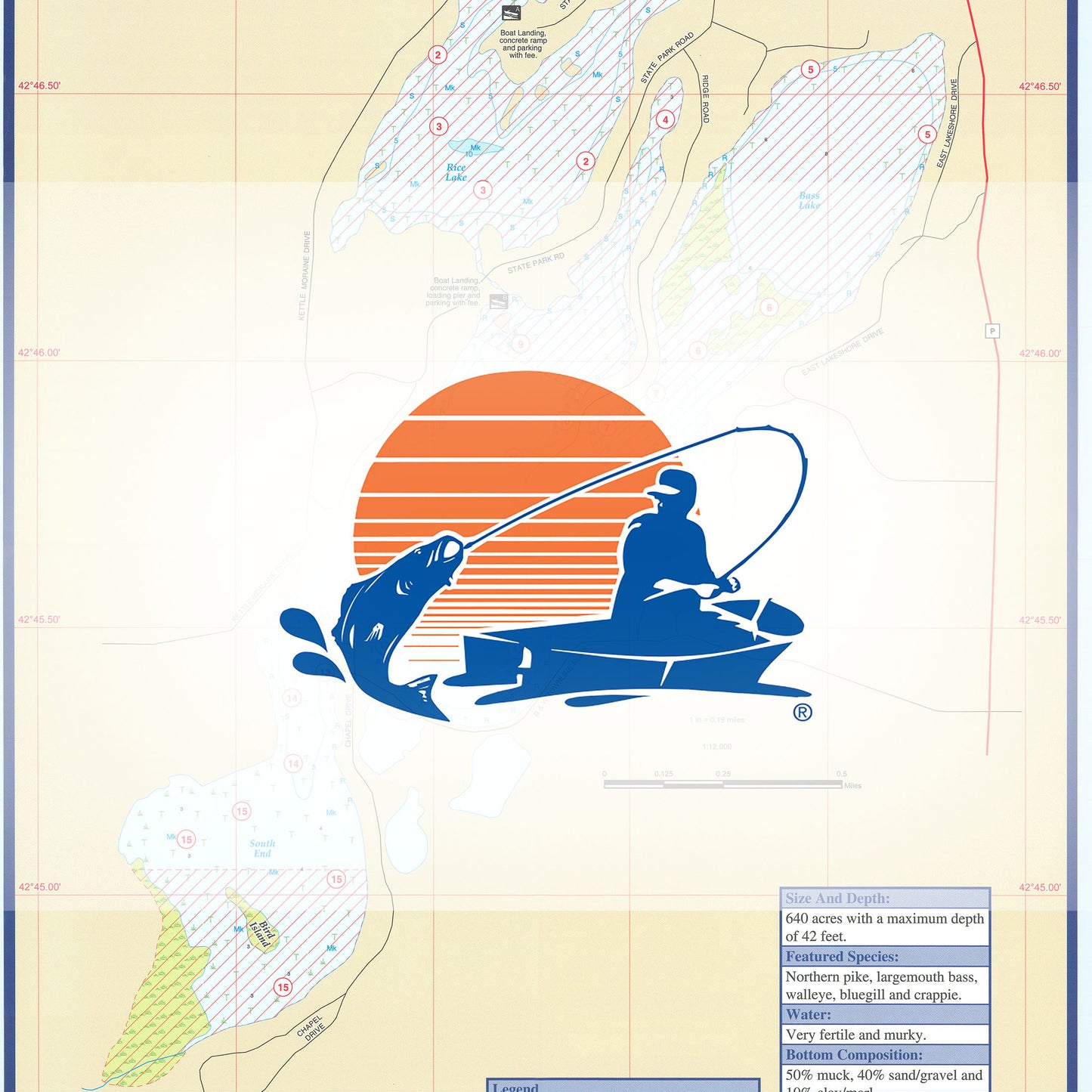 Whitewater Lake (Walworth Co) Fishing Map