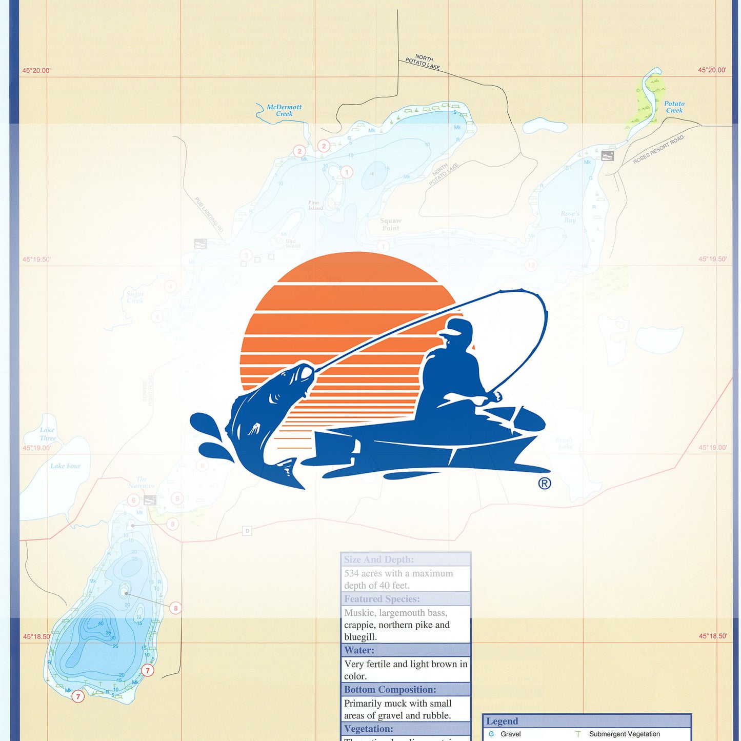 Potato Lake (Rusk Co) Fishing Map