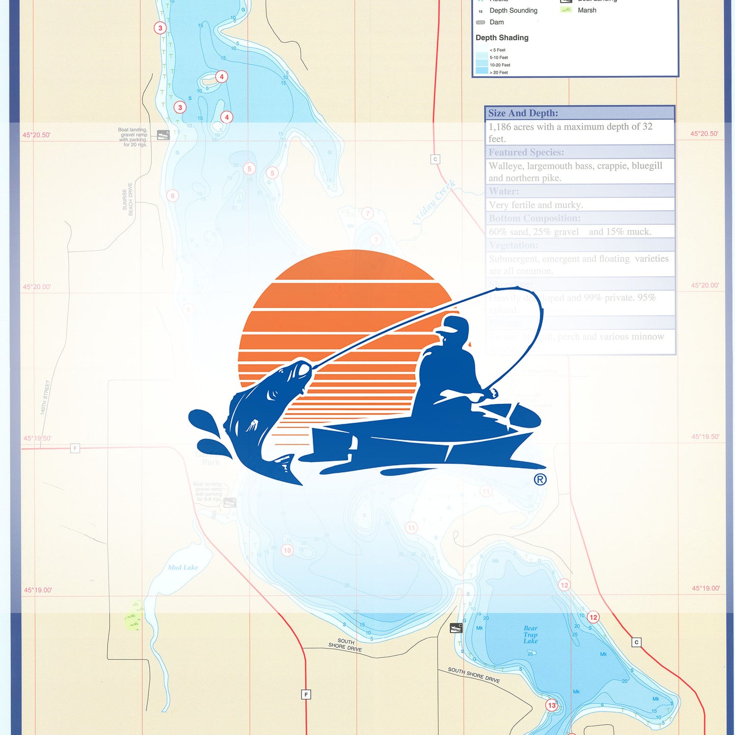Wapogasset Lake (Polk Co) Fishing Map
