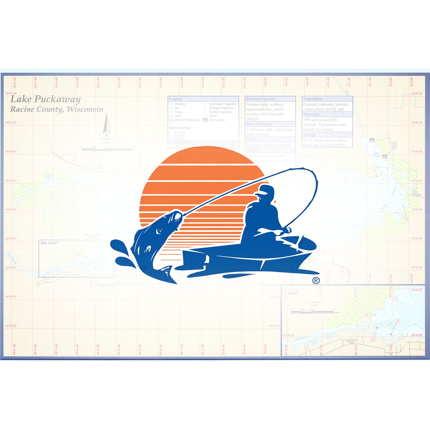 Puckaway Lake Fishing Map (Green Co)