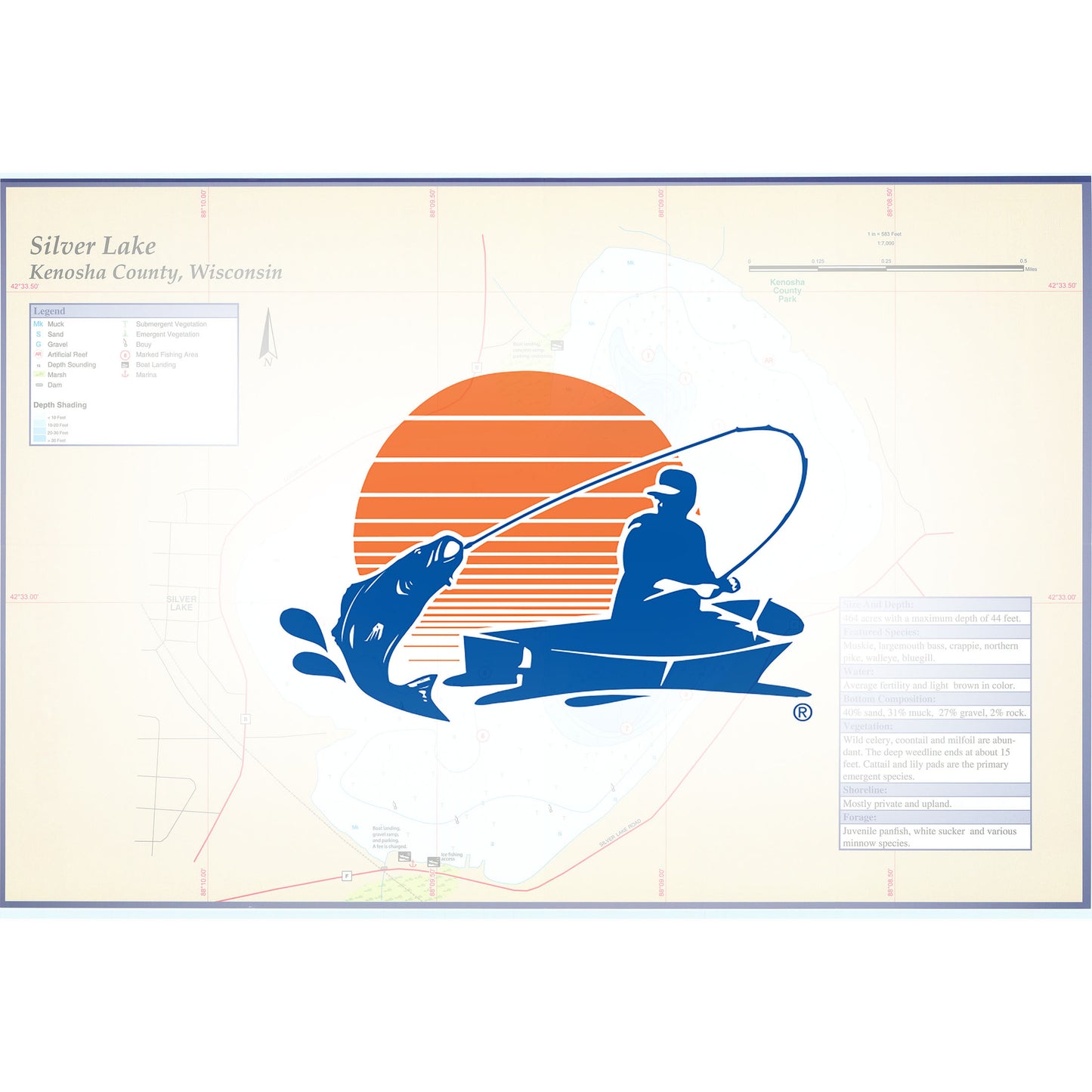 Silver Lake (Kenosha Co) Fishing Map