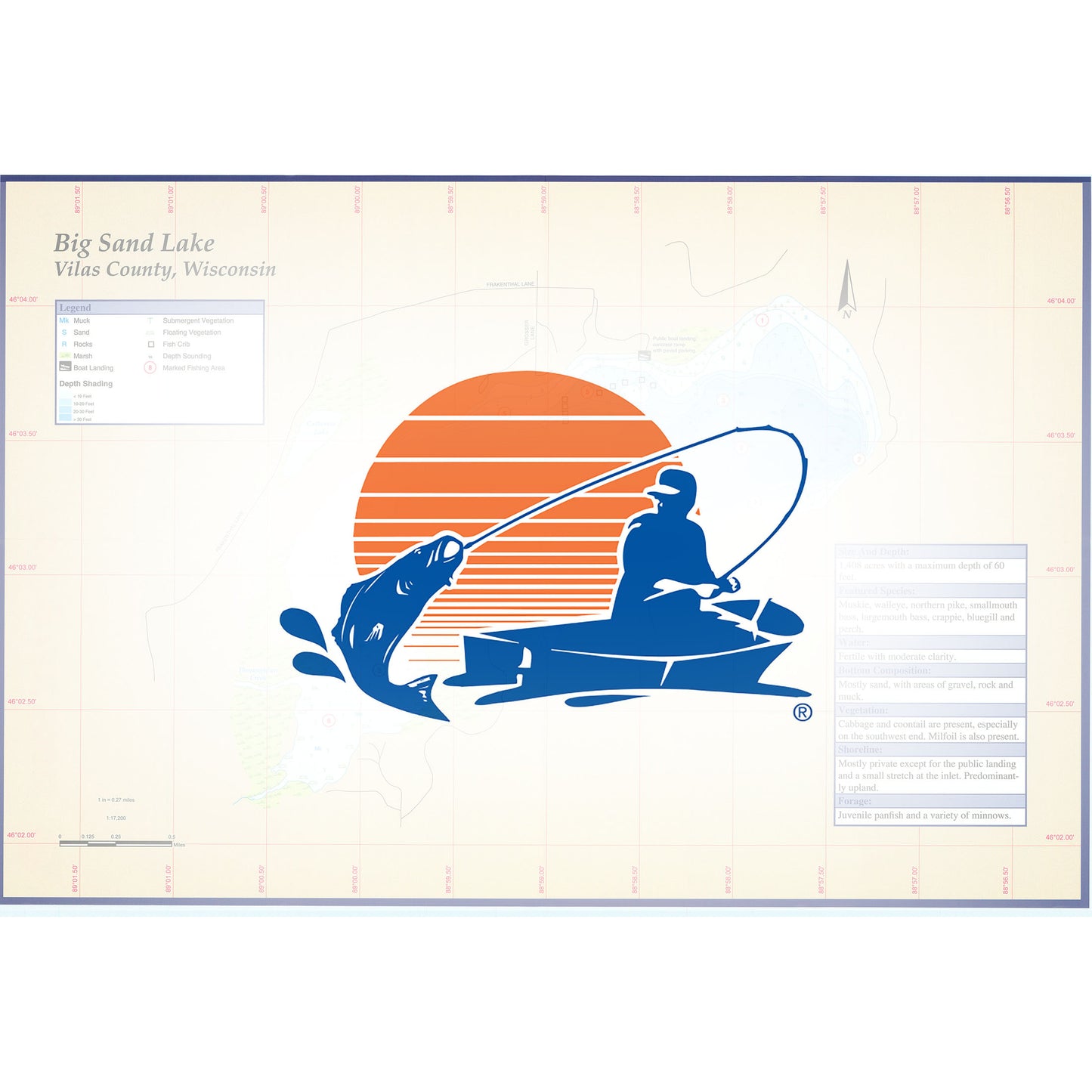 Big Sand Lake (Vilas Co) Fishing Map