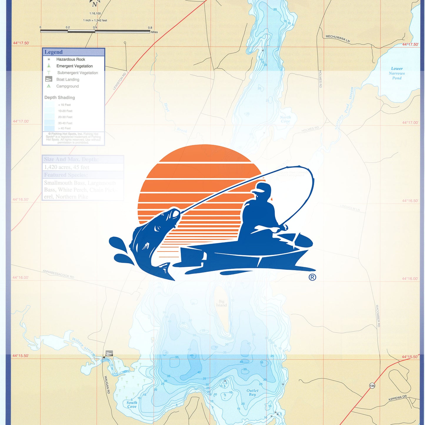 Annabessacook Lake Fishing Map