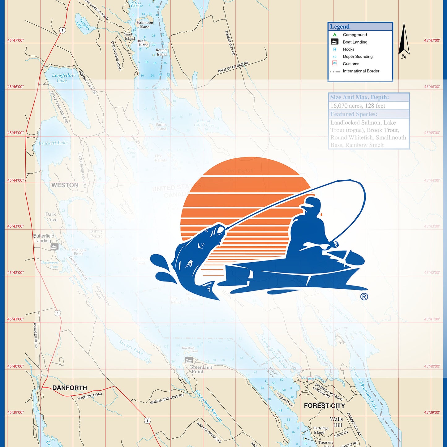 East Grand Lake Fishing Map