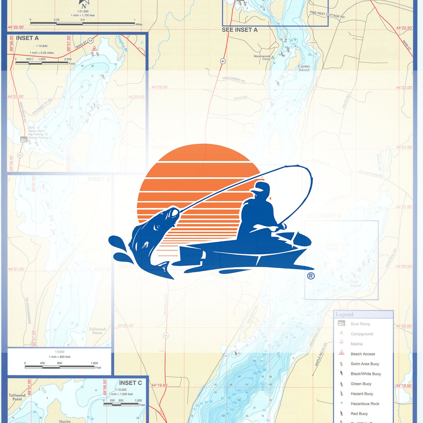 Maranacook Lake Fishing Map