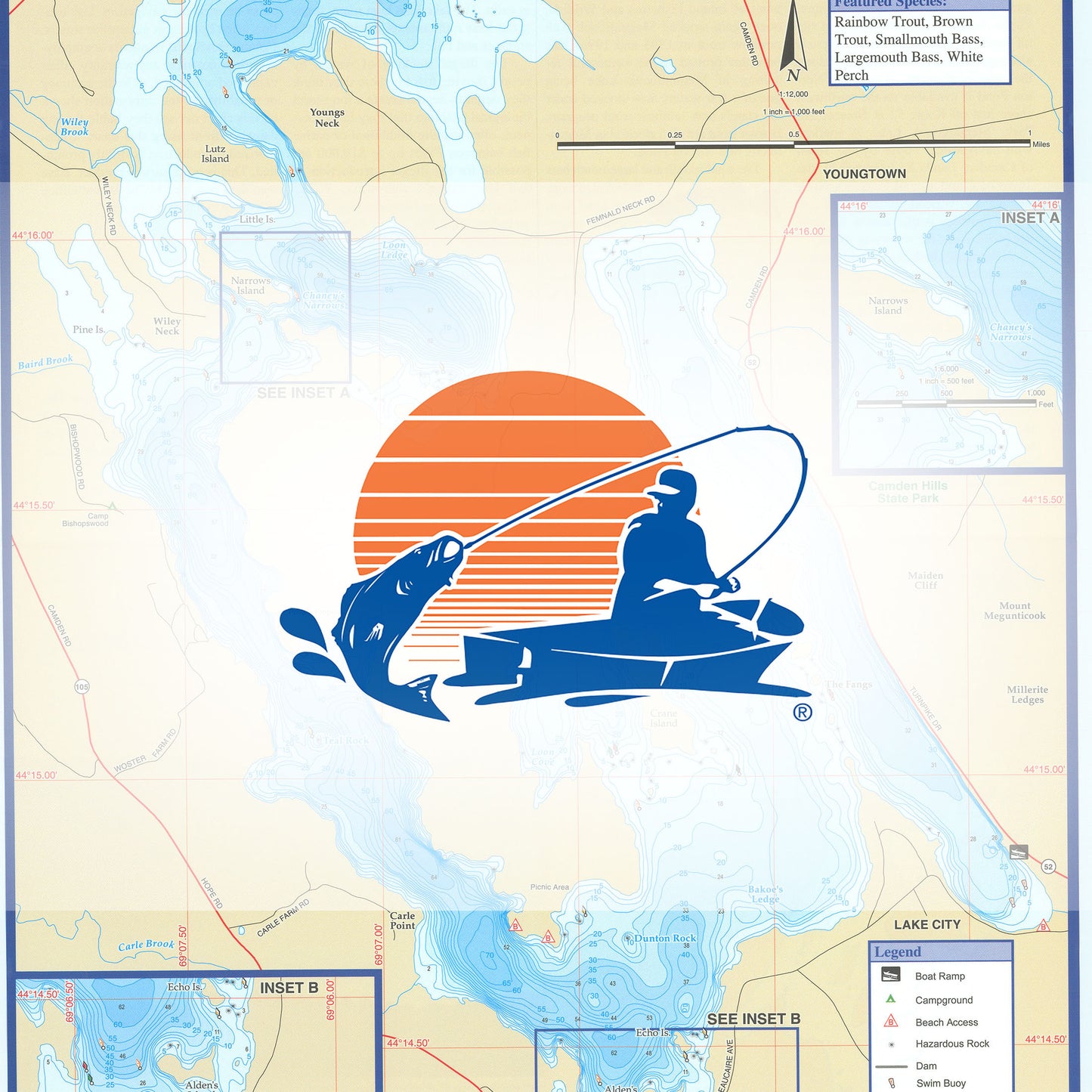 Megunticook Lake Fishing Map