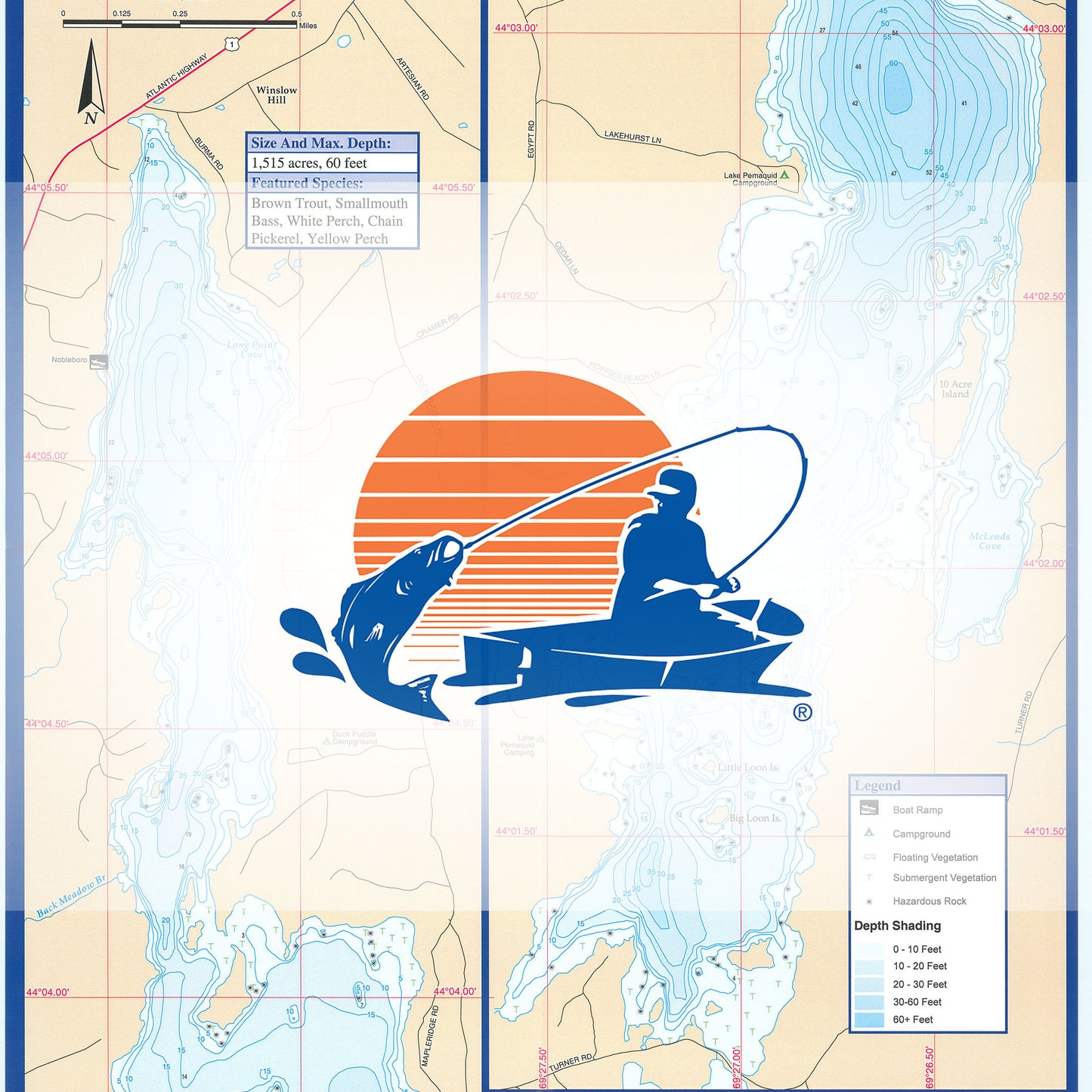 Pemaquid Pond Fishing Map