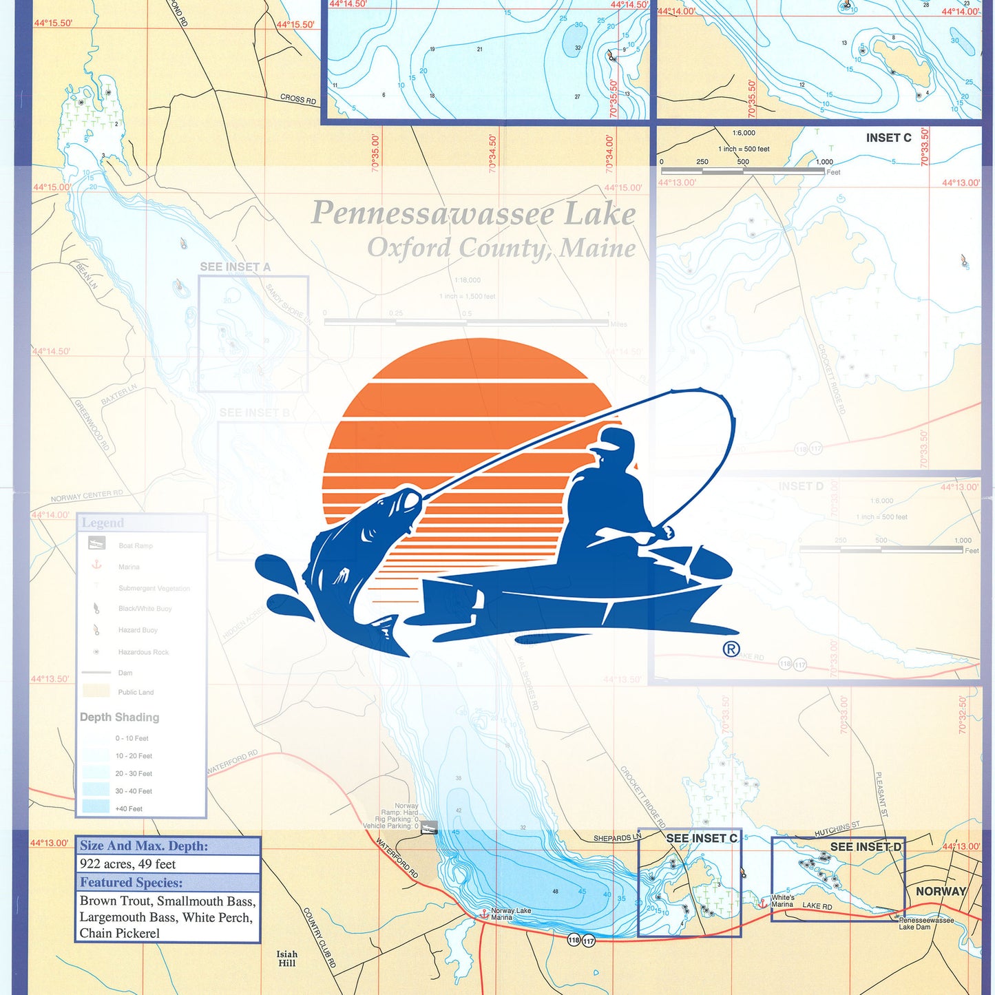 Pennessawassee Lake (Norway Lake) Fishing Map