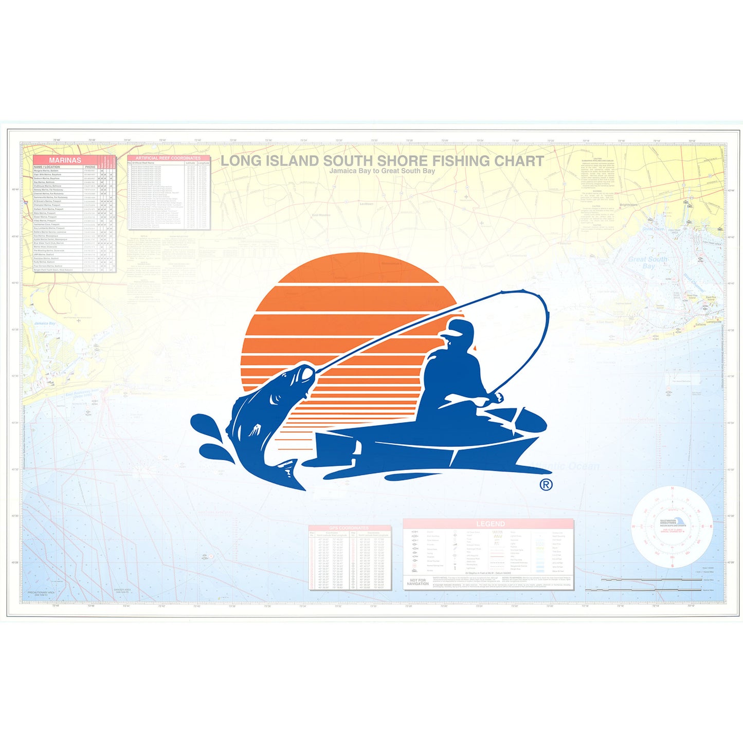 Long Island South Jamaica Bay to Great South Bay Fishing Map