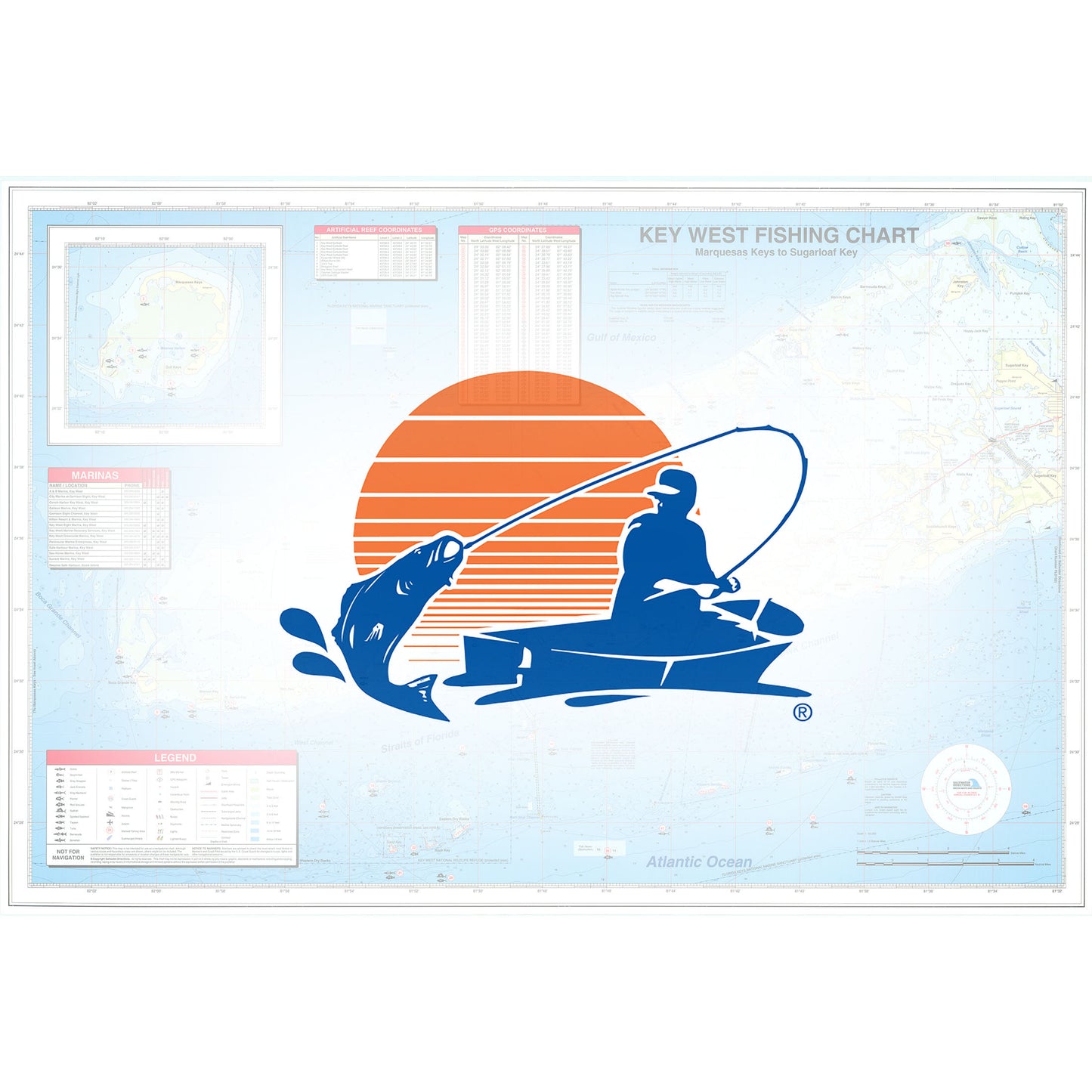 Key West Marquesas Keys to Sugarloaf Key Fishing Map