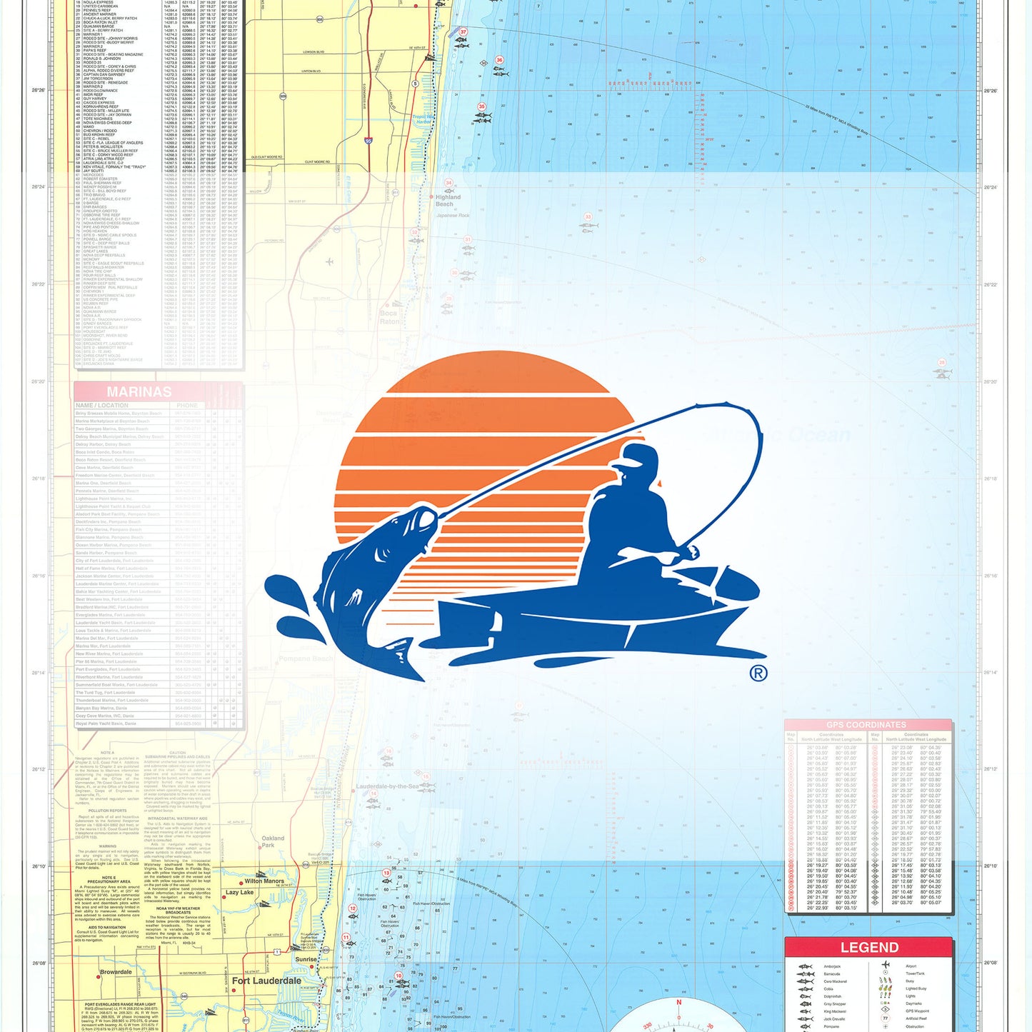 Ft. Lauderdale Port Everglades to Boynton Beach Fishing Map