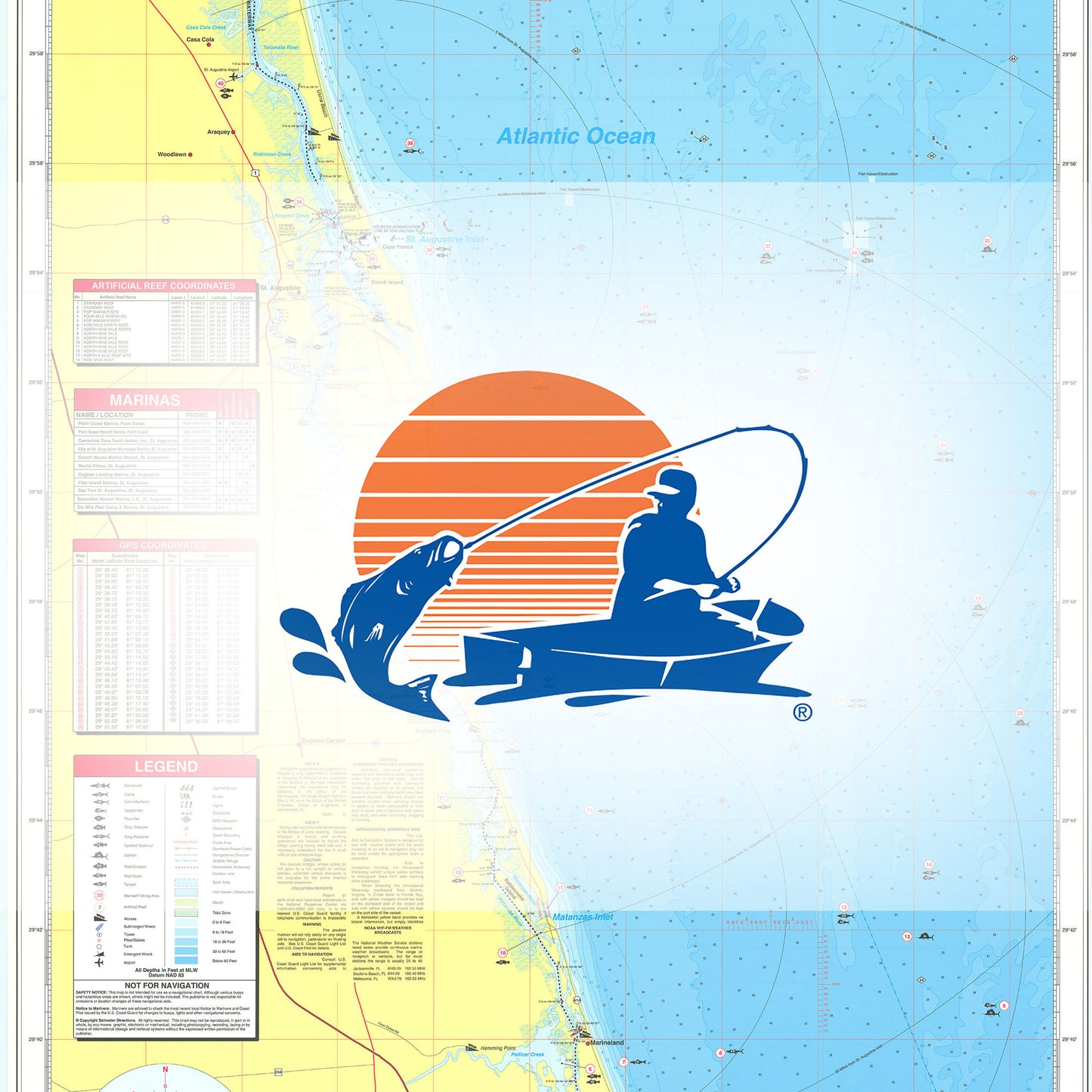 St. Augustine Palm Coast to South Ponte Vedra Beach Fishing Map
