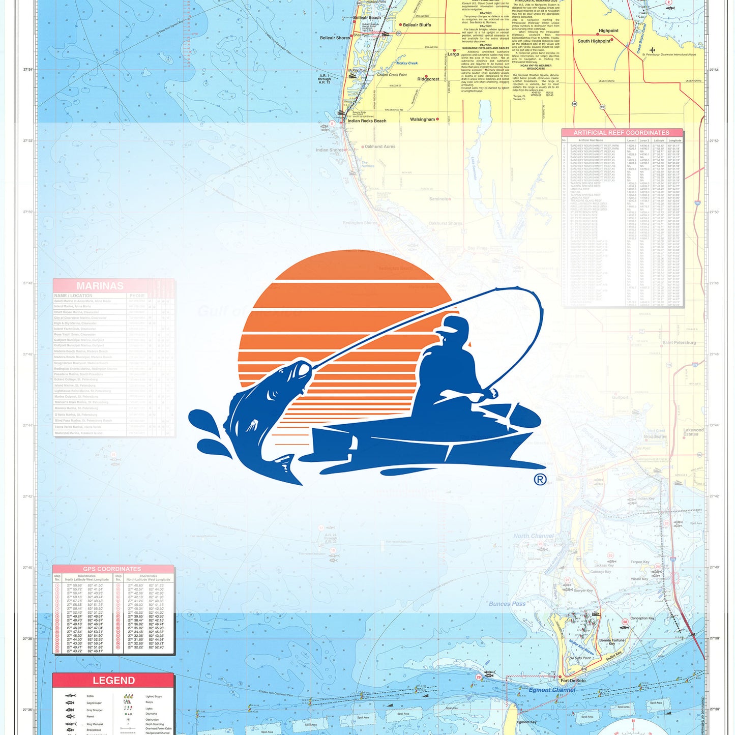 St. Petersburg Passage Key Inlet to Clearwater Pass Fishing Map