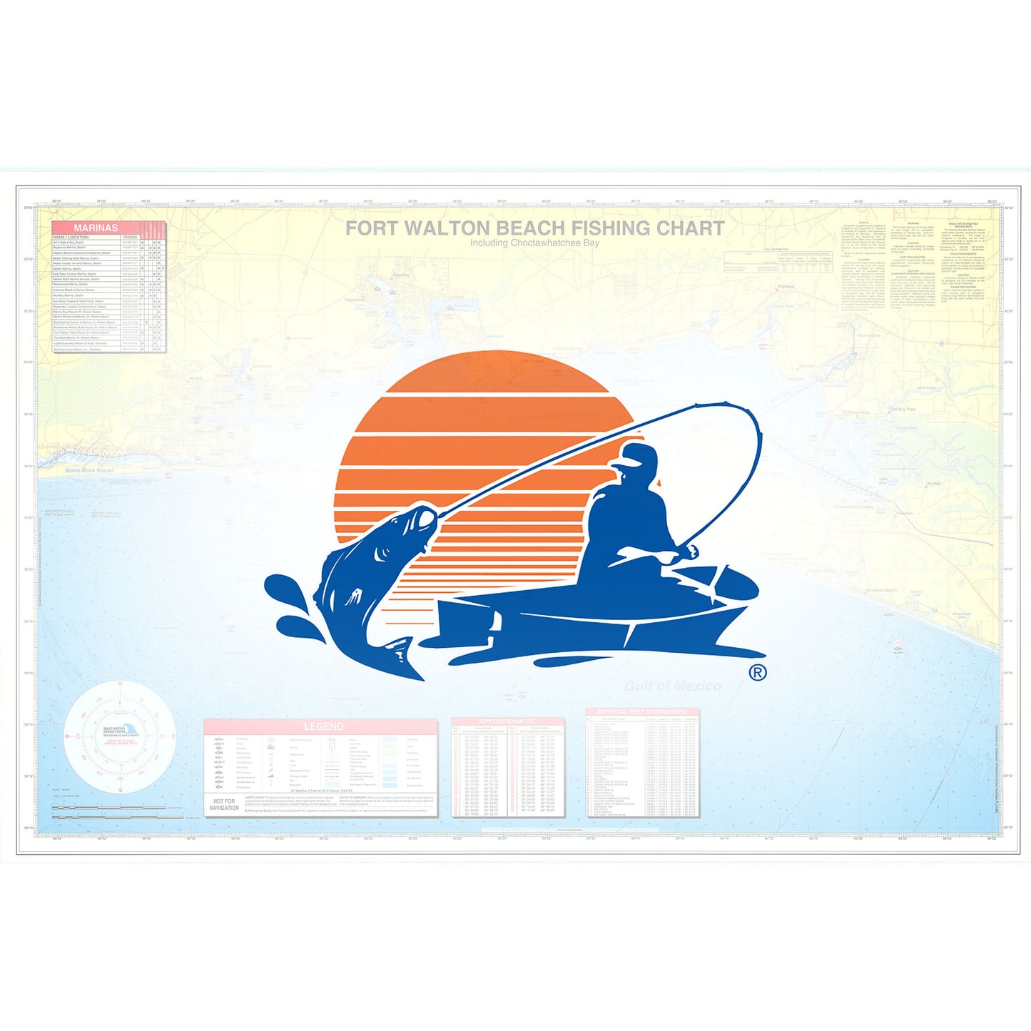 Ft. Walton Beach Including Choctawhatchee Bay Fishing Map