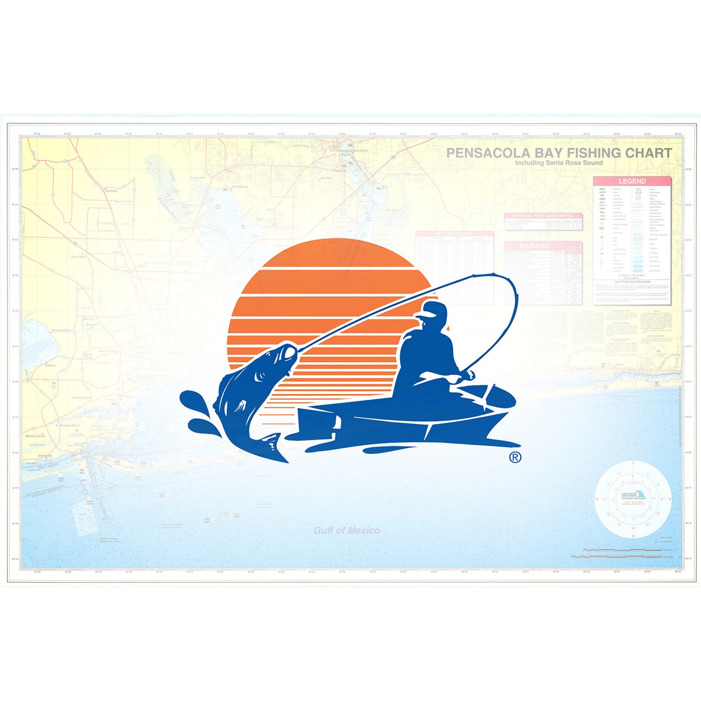 Pensacola Bay Including Santa Rosa Sound Fishing Map