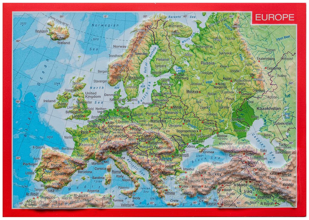 Europe Raised Relief 3D Postcard