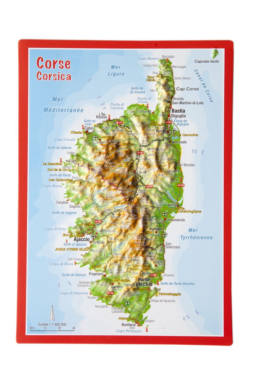 Corsica Raised Relief 3D Postcard