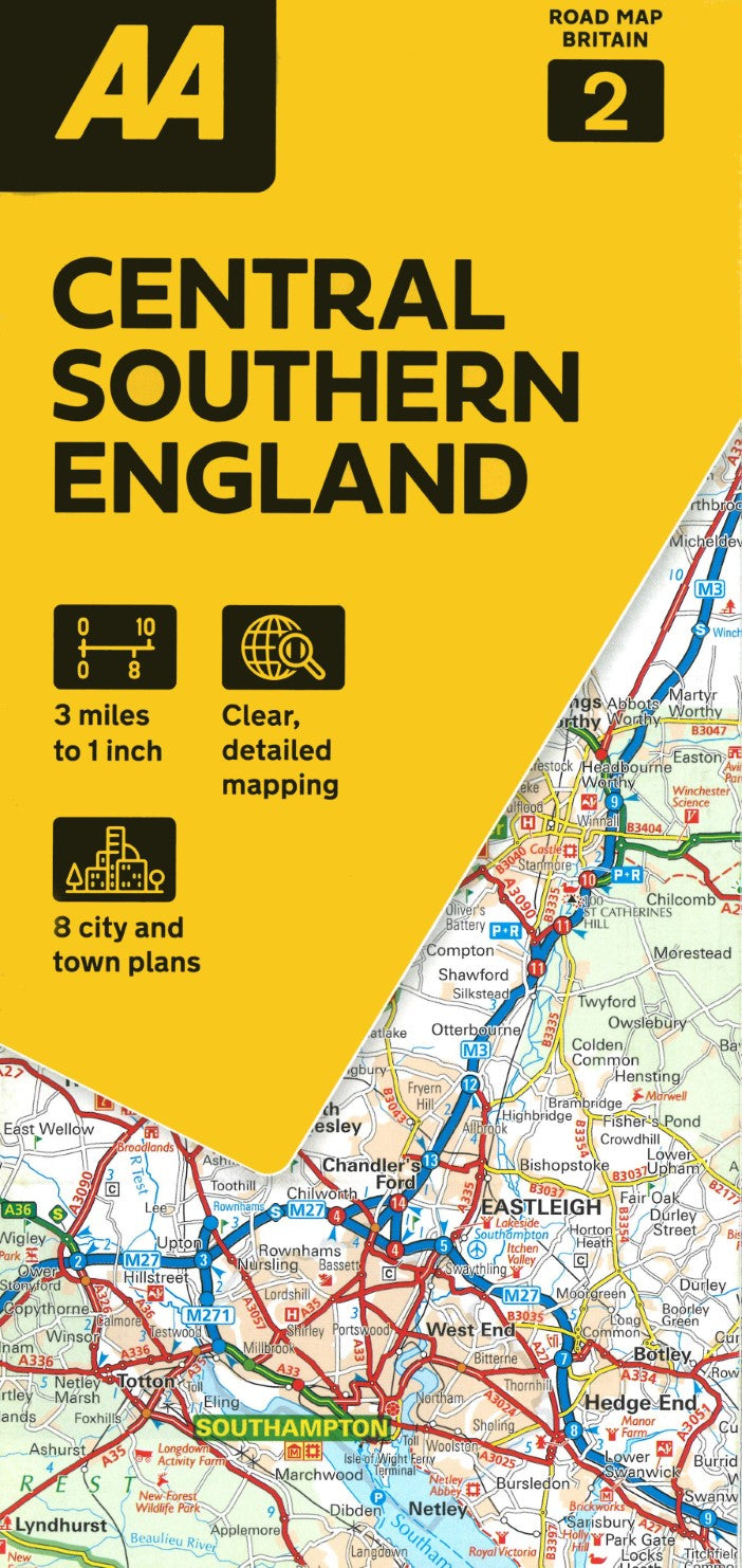 Central & Southern England Road Map Britain 2