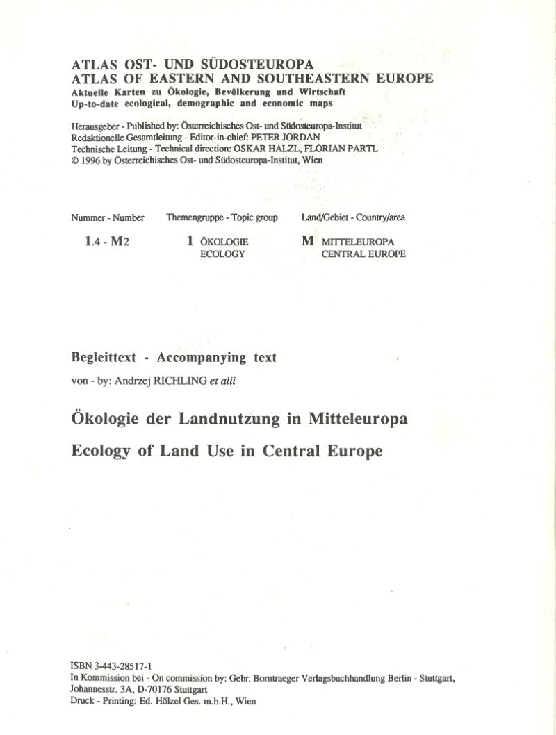 Atlas of Eastern and Southeastern Europe: 1.4-M2 Ecology of Central Europe