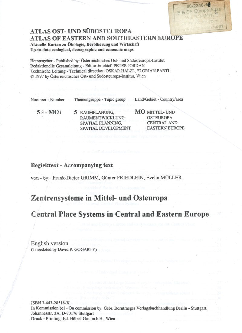 Atlas of Eastern and Southeastern Europe: 5.3-MO1 Spatial Planning of Central Europe