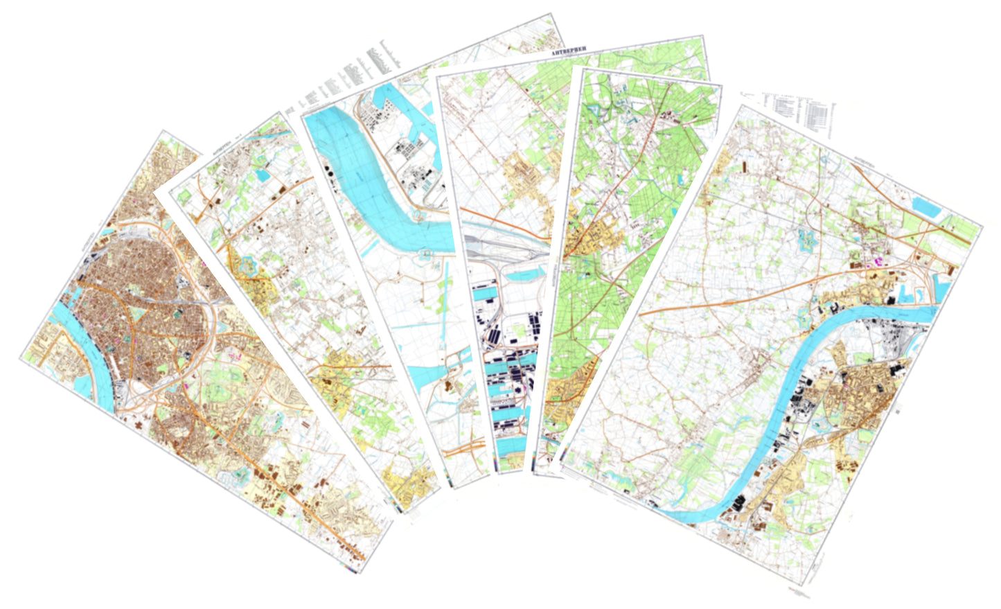 Antwerpen (Belgium) 6-Sheet Map Set - Soviet Military City Plans