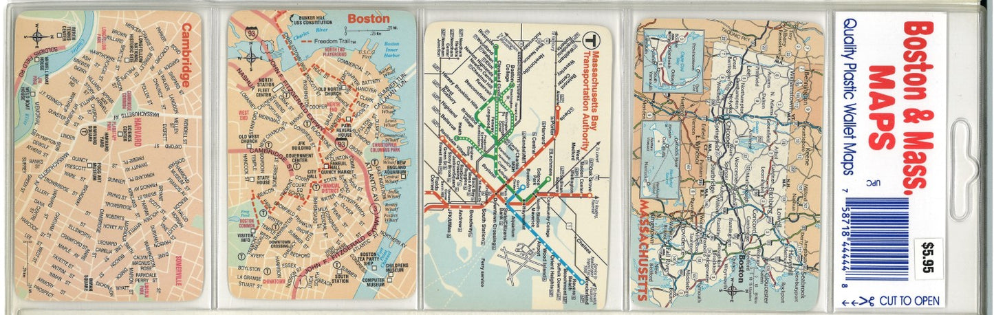 Boston & Mass. maps : quality plastic wallet maps