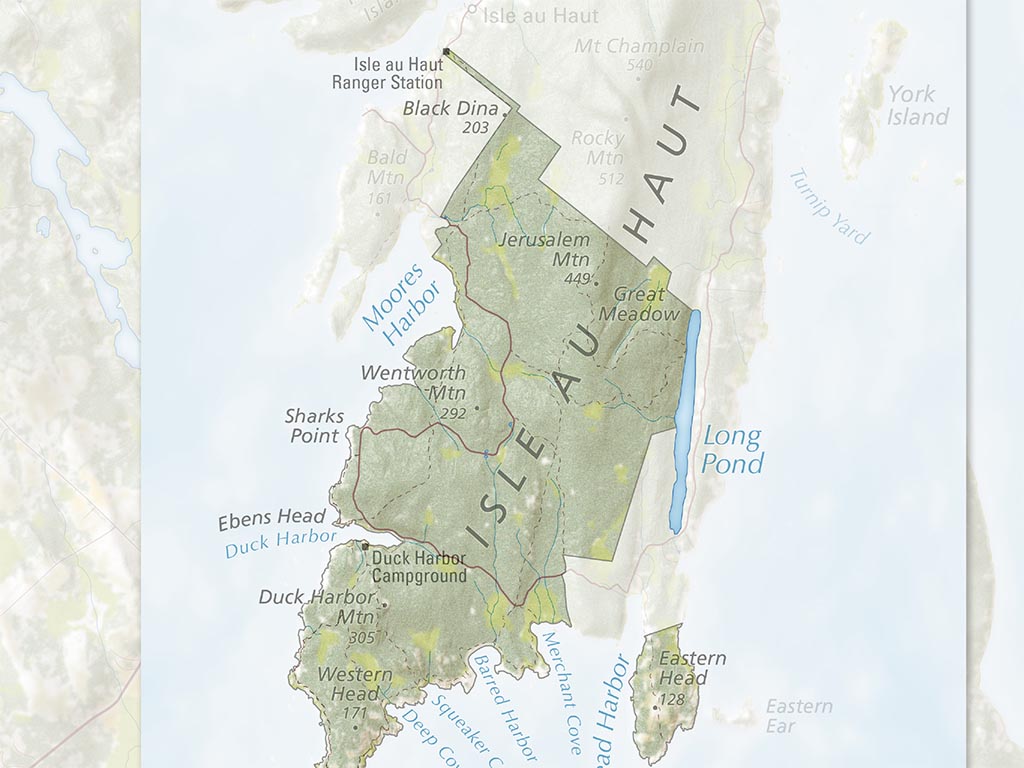 Acadia National Park Landscape Fine Art Print Map