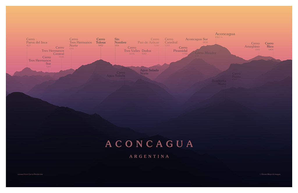 Aconcagua Peakscapes Elevation Panorama