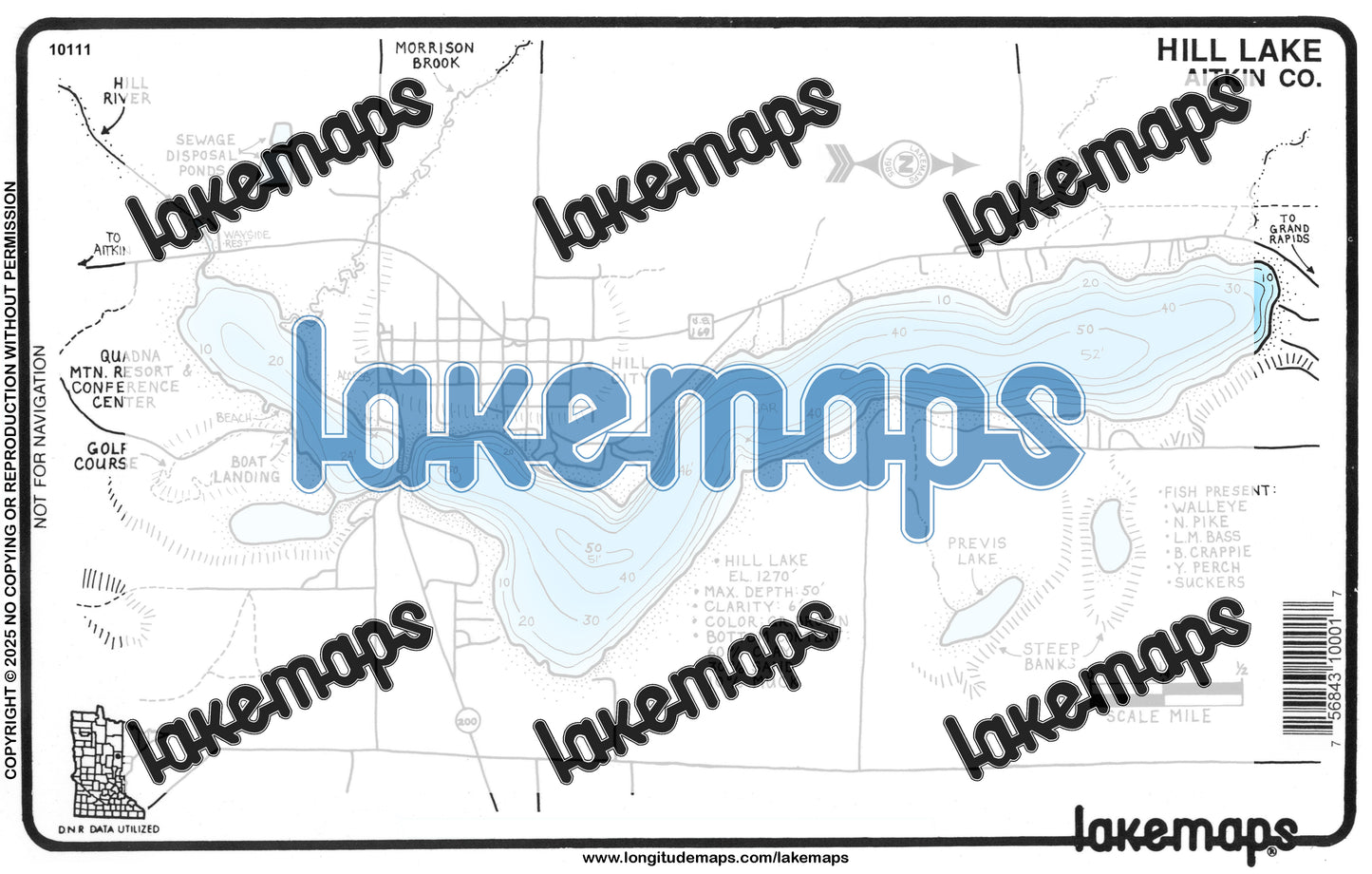 Aitkin County, MN - HILL - Lakemap - 10111