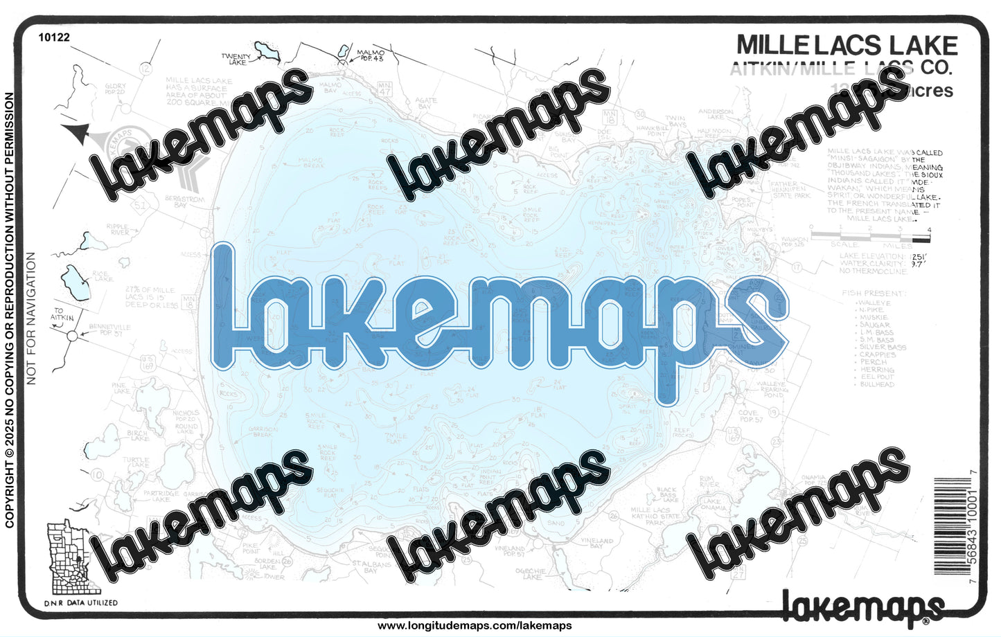 Aitkin County, MN - MILLE LACS -Gen. Guide - Lakemap - 10122