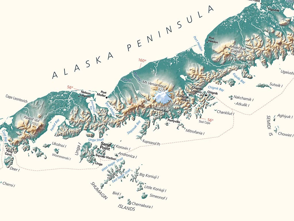 Alaska Elevation Tints Fine Art Print Map