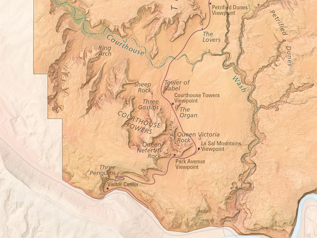 Arches National Park Landscape Fine Art Print Map