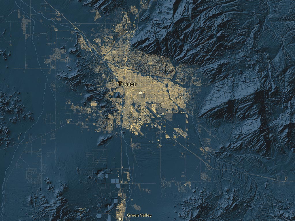 Arizona at Night Fine Art Print Map