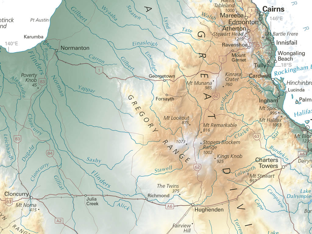 Australia Elevation Tints Fine Art Print Map
