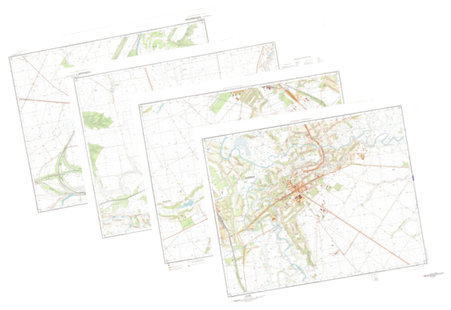 Belopole And Vorozhba (Ukraine) 4-Sheet Map Set - Soviet Military City Plans