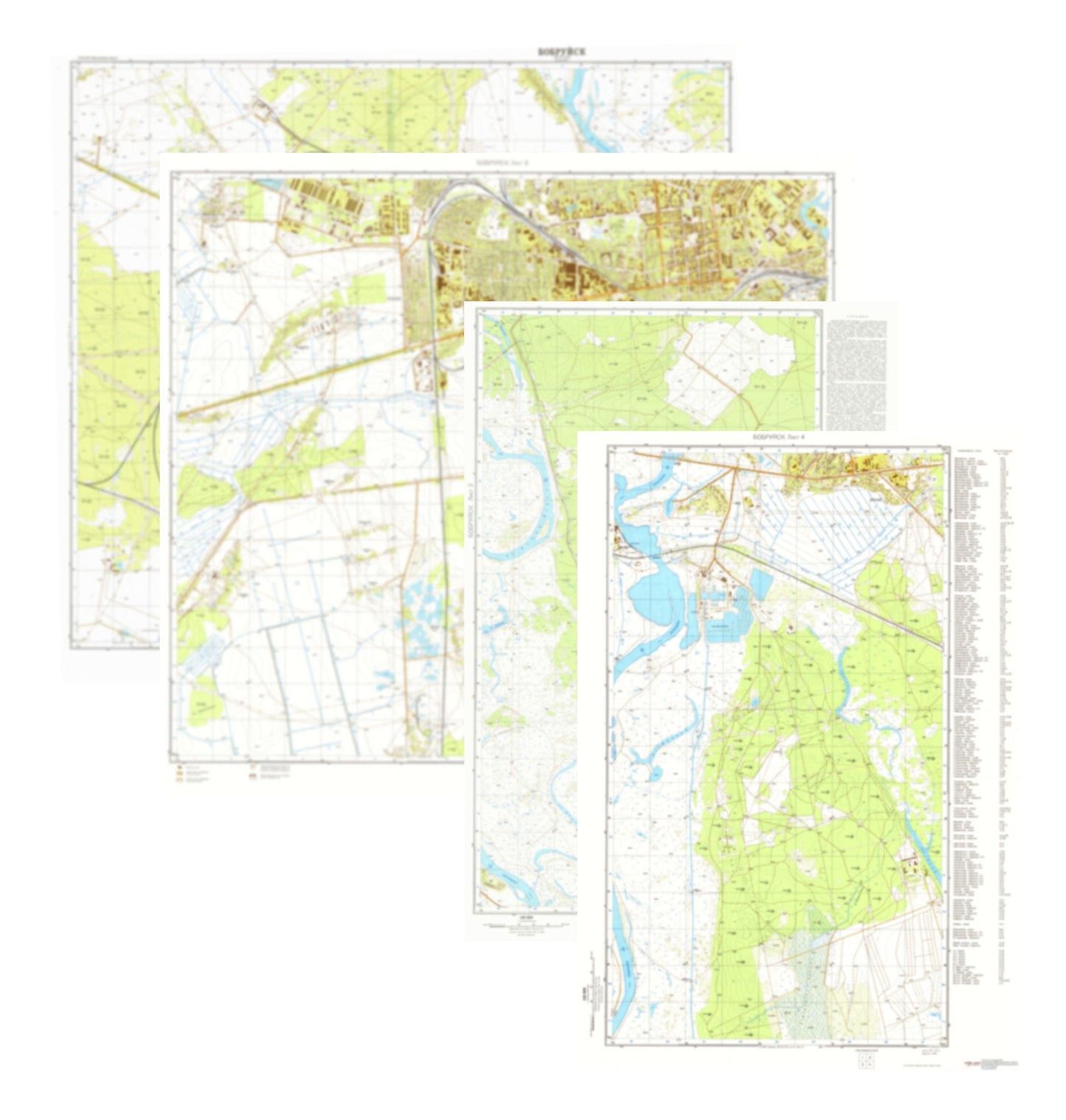 Bobruysk (Belarus) 4-Sheet Map Set - Soviet Military City Plans